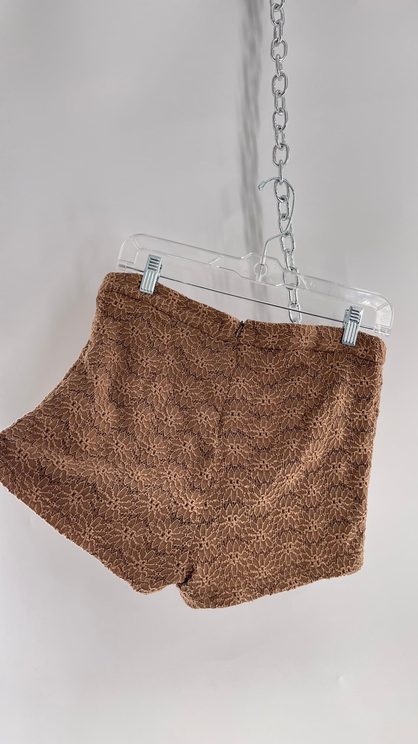 Free People Brown Floral Lace Shorts (6)