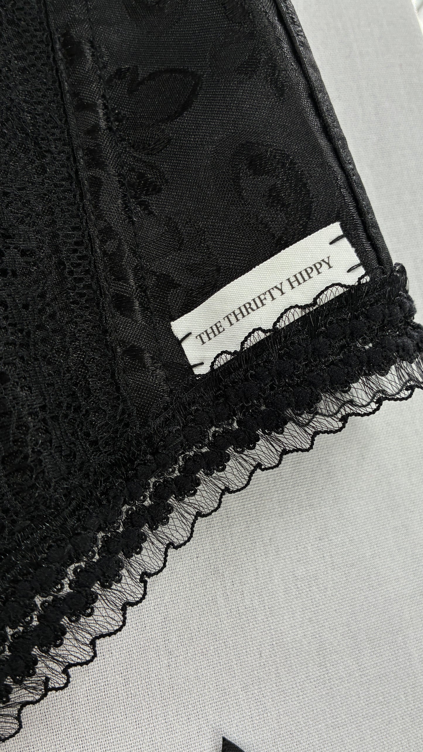Custom Black Jacquard Corset, Handmade with Heart Appliqué, Bows, Embroidery, Gemstones, Lace and Ruffles (S/M)
