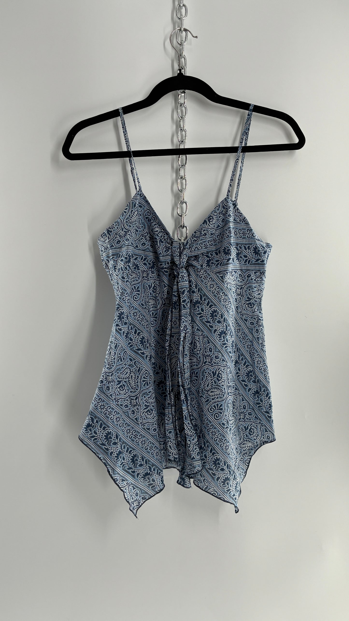 Vintage 100% Cotton Handkerchief Blue Bandana Style Camisole (2)