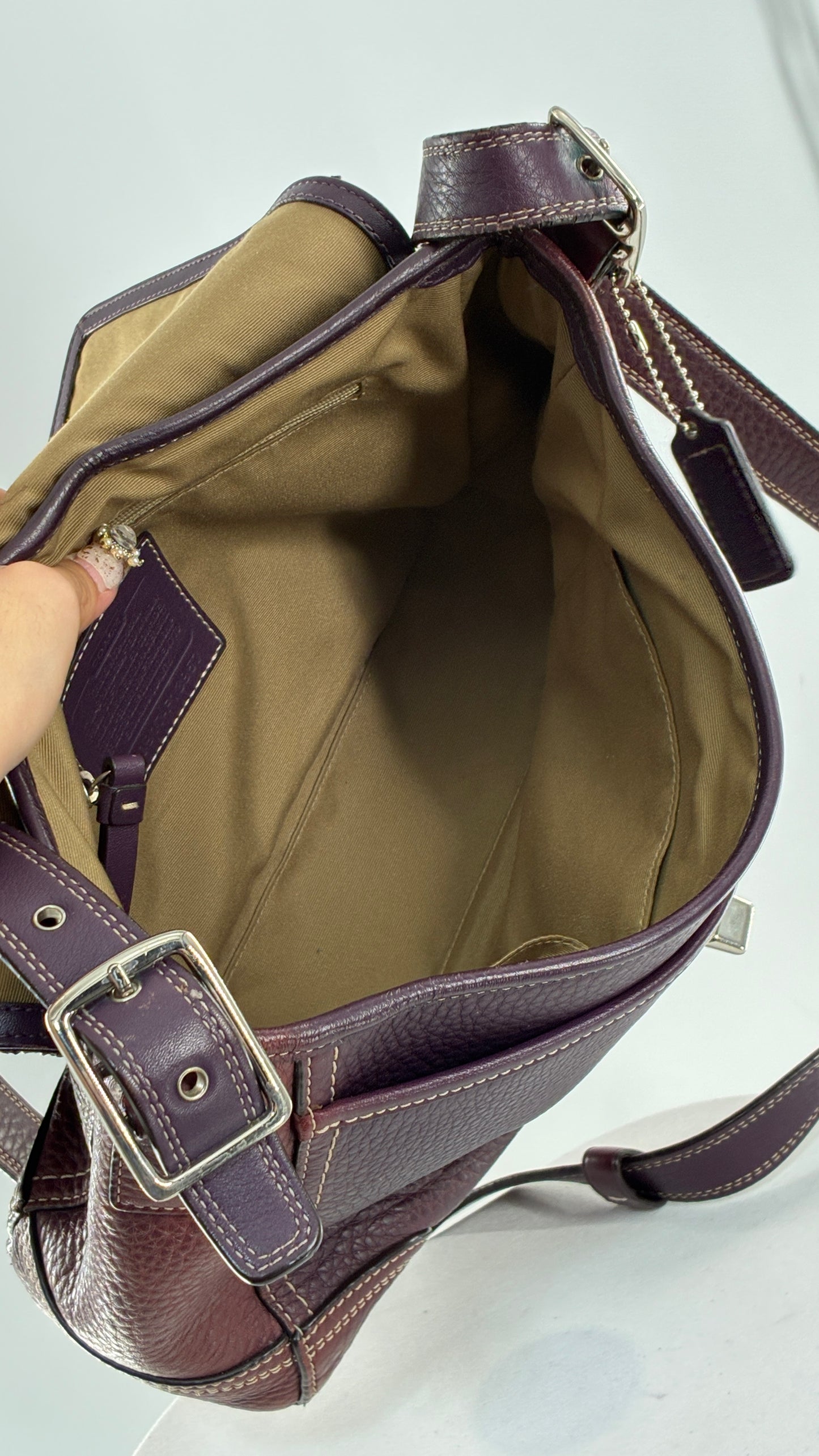 Vintage COACH Hamilton Purple Burgundy Leather Crossbody