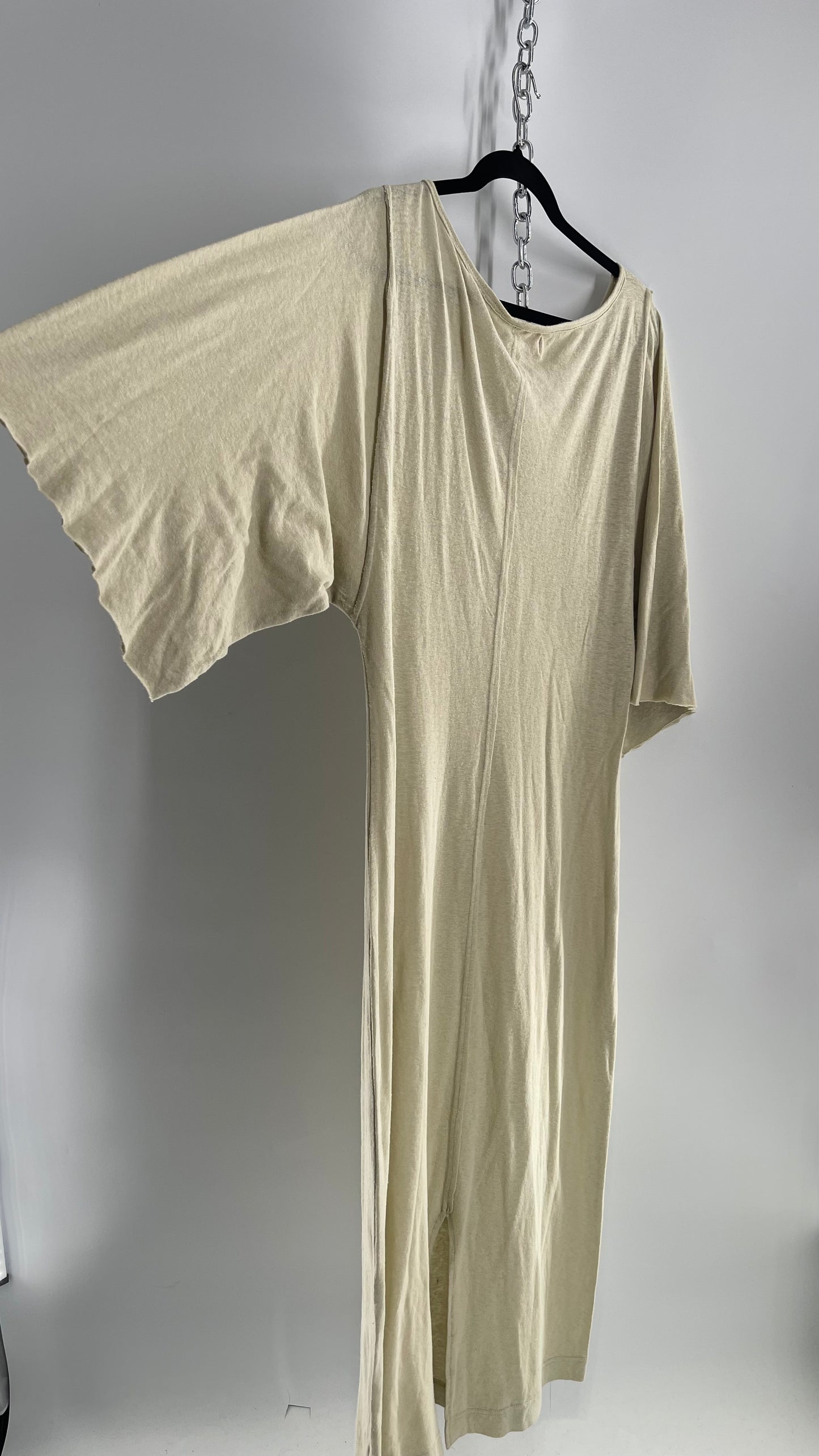 Free People Sage Cotton Full Length T Shirt Style Dress (Medium)
