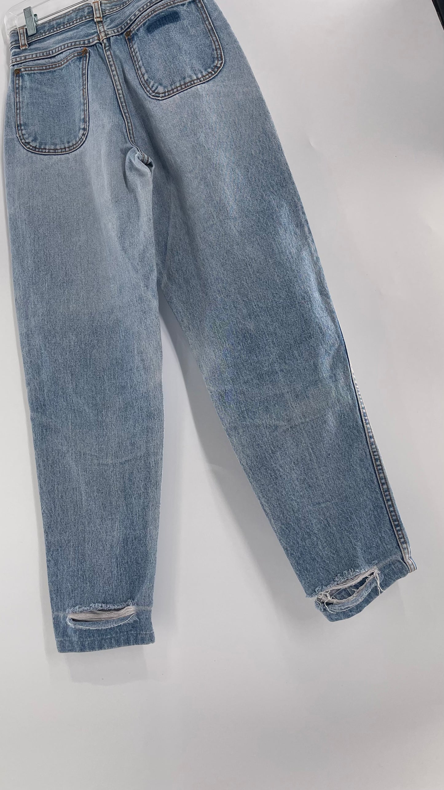 Vintage Sergio Valente Light Blue Ultra High Waisted Mom Jeans with Distressing (28)