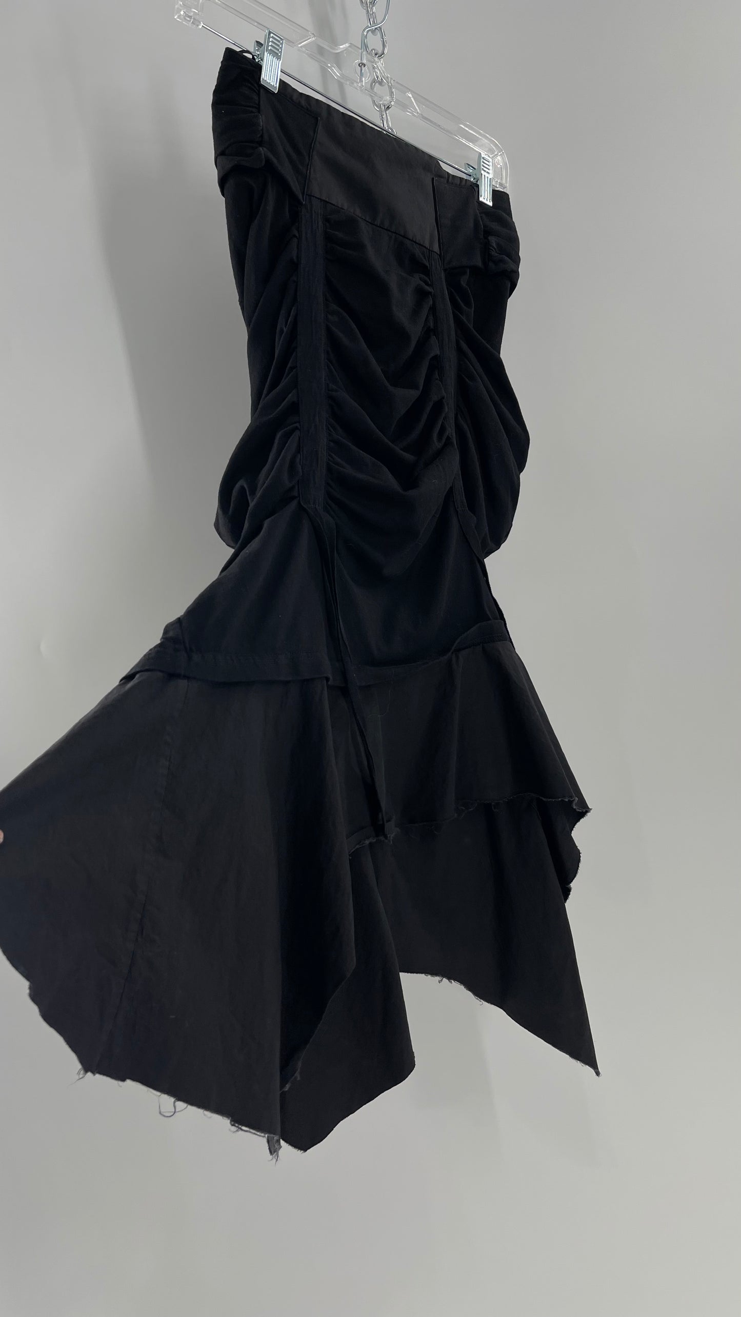 AGANOVICH Black TS50 Jersey Ruched Asymmetric Cargo Skirt with Gold Zipper (0)