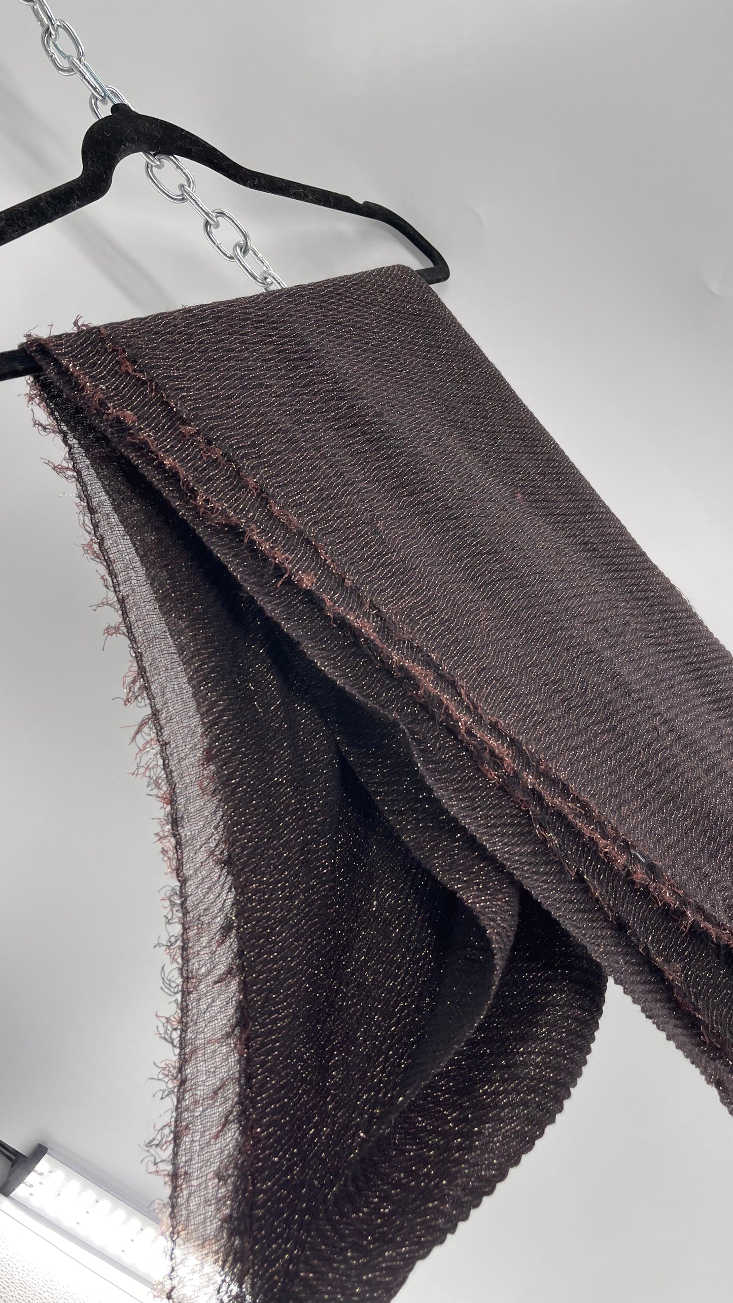 Maurice’s Black Thin Knit Voluminous Scarf with Bronze Woven Tinsel