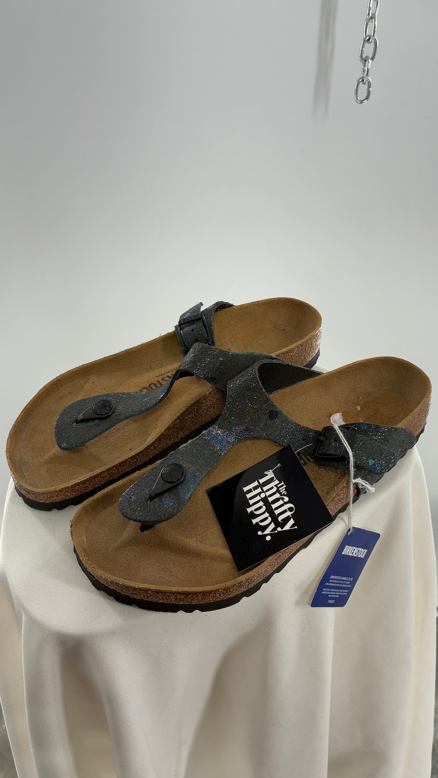 BIRKENSTOCK Sandal Iridescent Navy Thong Sandal with Tags Attached (40)