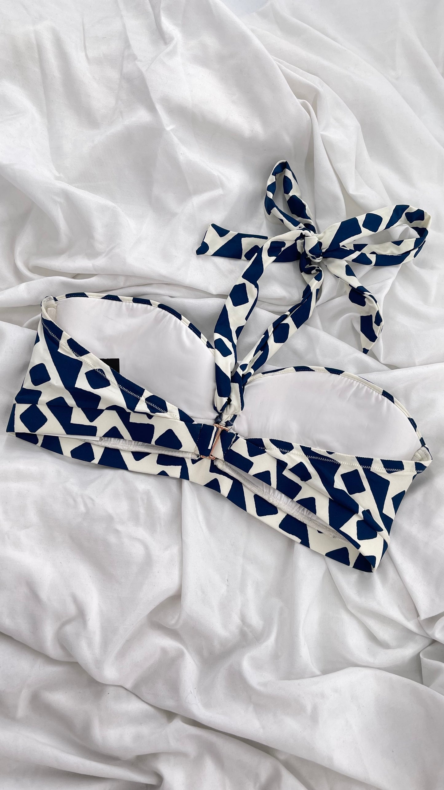 Anthropologie ALIHOP Navy and White Swim Top (Large)