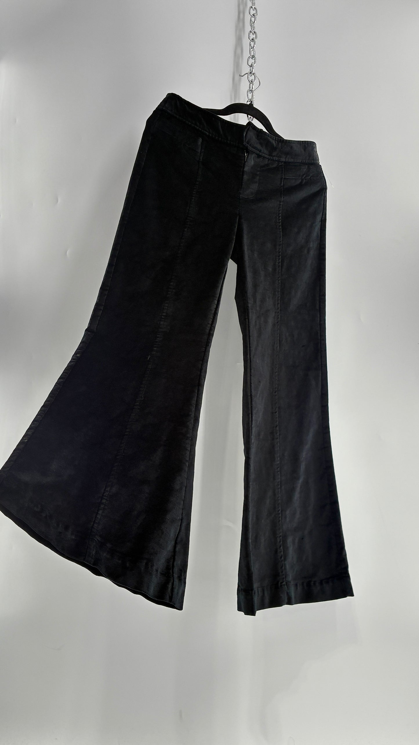 Free people Black Heavy Velour Velvet Walk with You Kick Flare Hot Pants(6)
