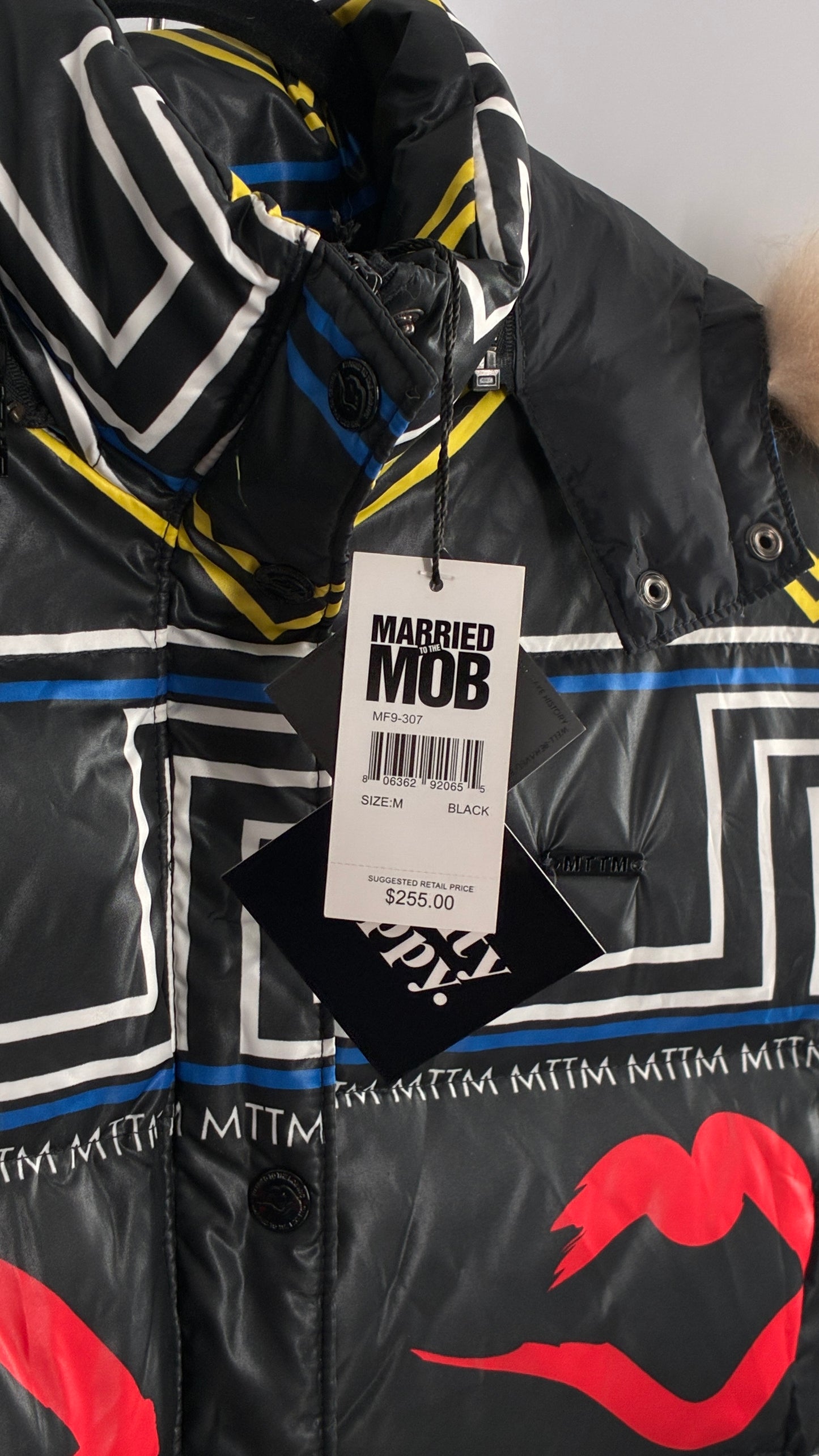 Vintage MARRIED TO THE MOB Graphic Puffer Jacket (Medium)