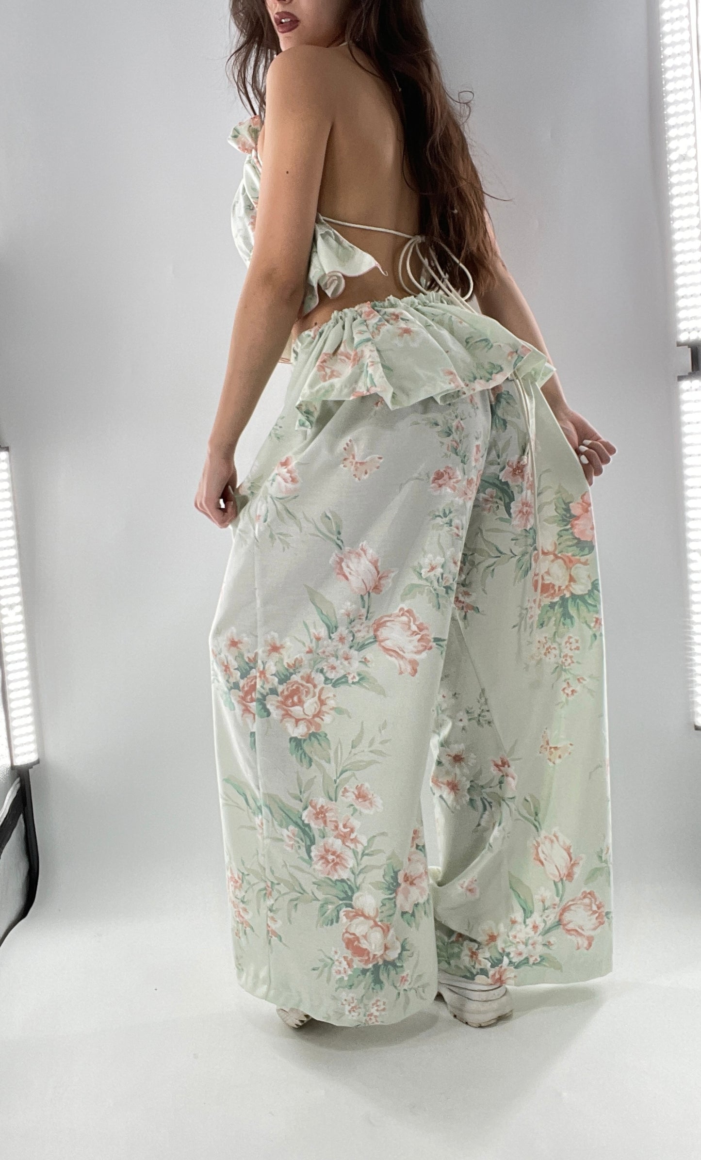 Vintage Set Covered in Delicate Dainty Florals, Butterflies, and Ruffles (One Size, Adjustable)