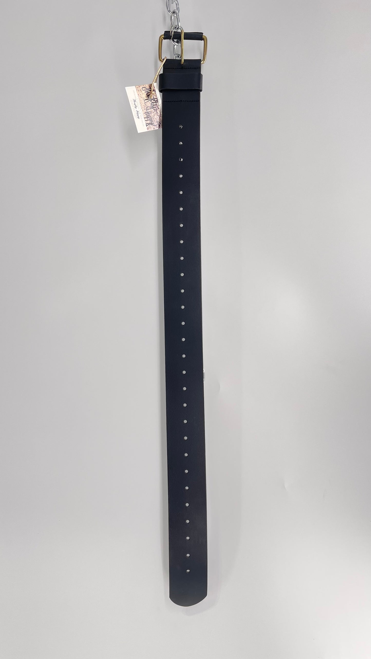 Banana Republic Wide Black Italian Cow Leather Belt (Small)