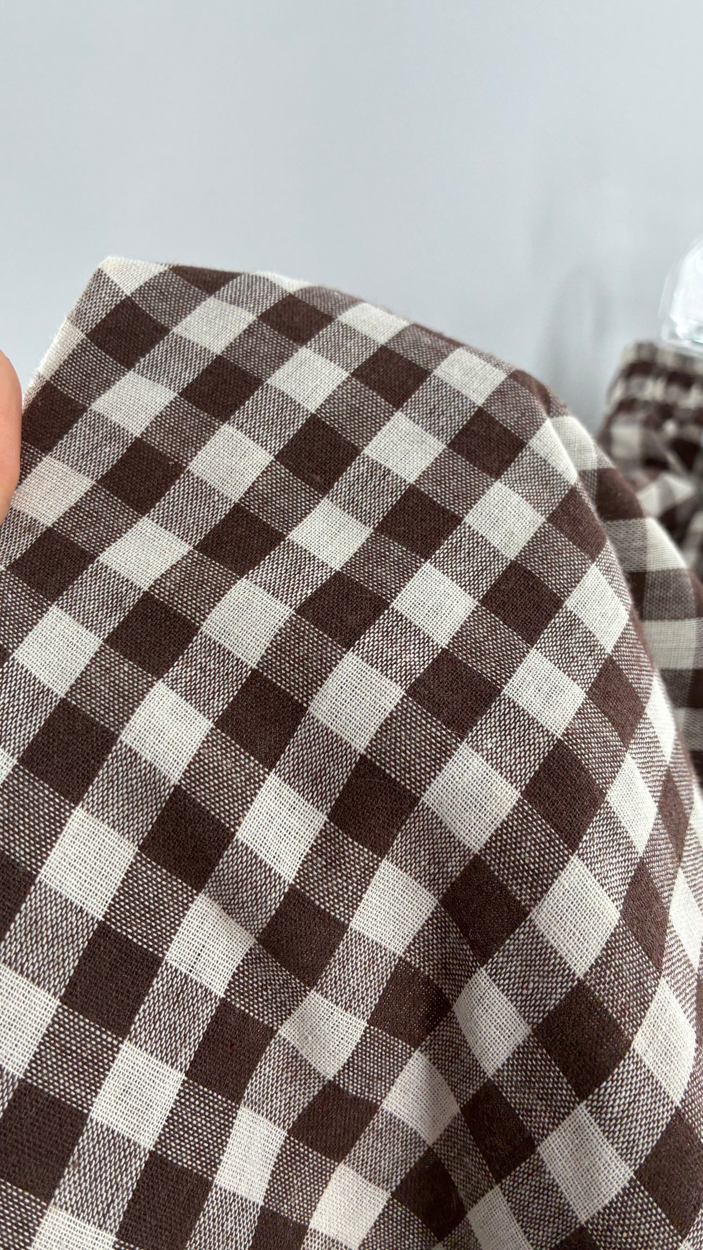 Wide Leg Brown Gingham Picnic Pants (XL)