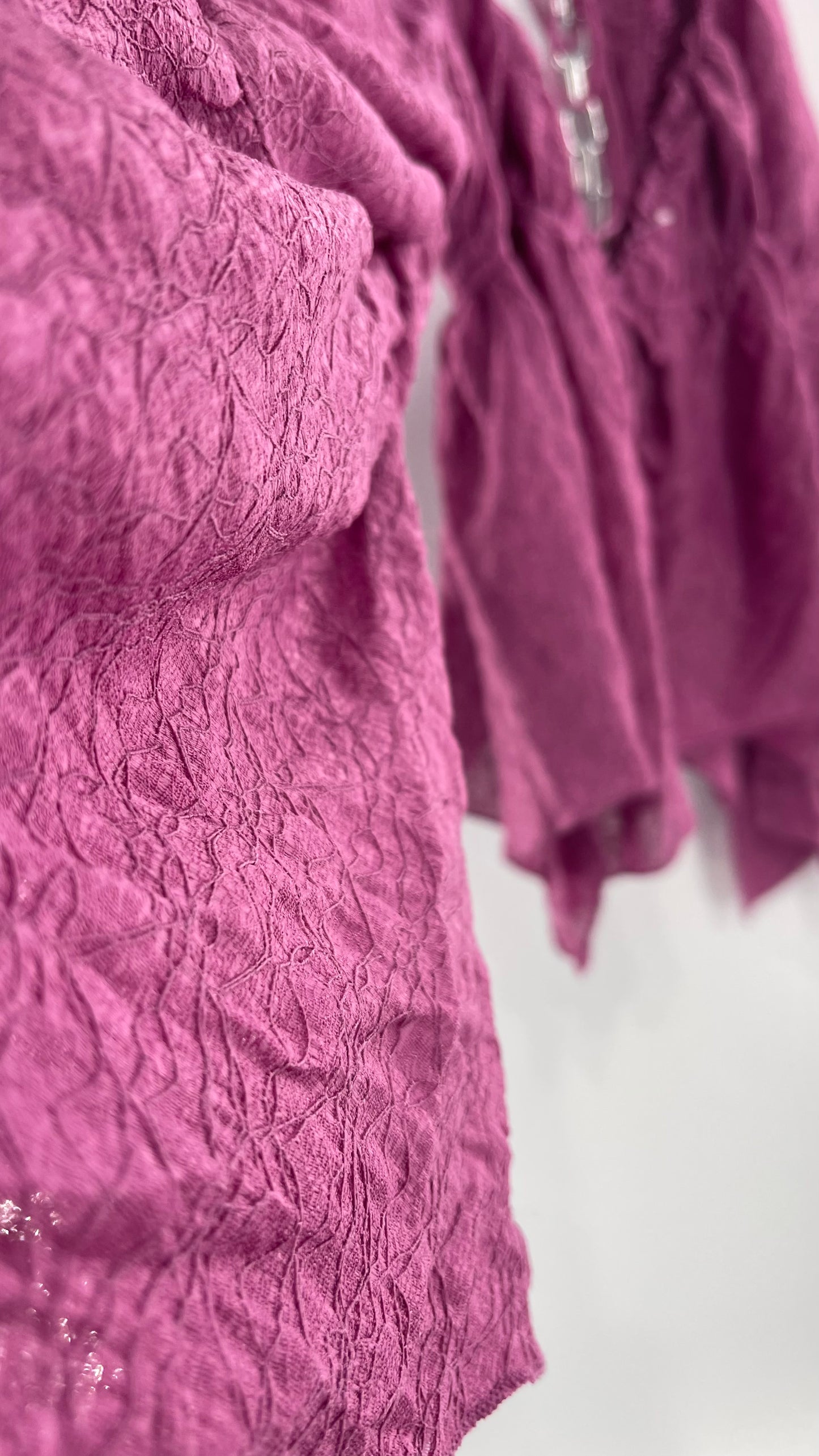 Urban Outfitters Purple Lace Blouse with Handkerchief Slit Hem, Princess Fairy Sleeves, Ruffle Trim Bust and Low Back (Large)