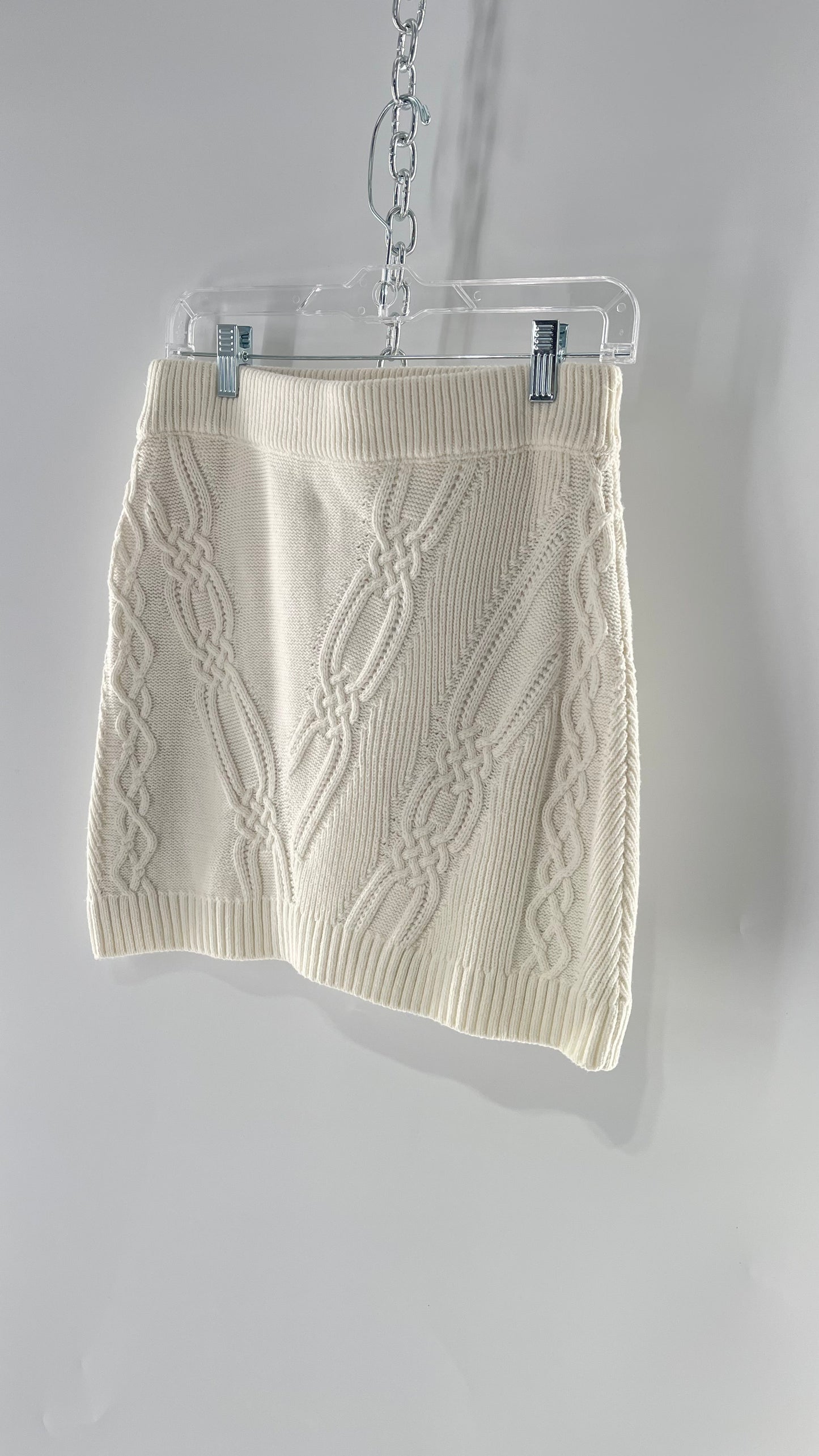 Maeve Anthropologie White Cable-knit Mini Skirt (Small)