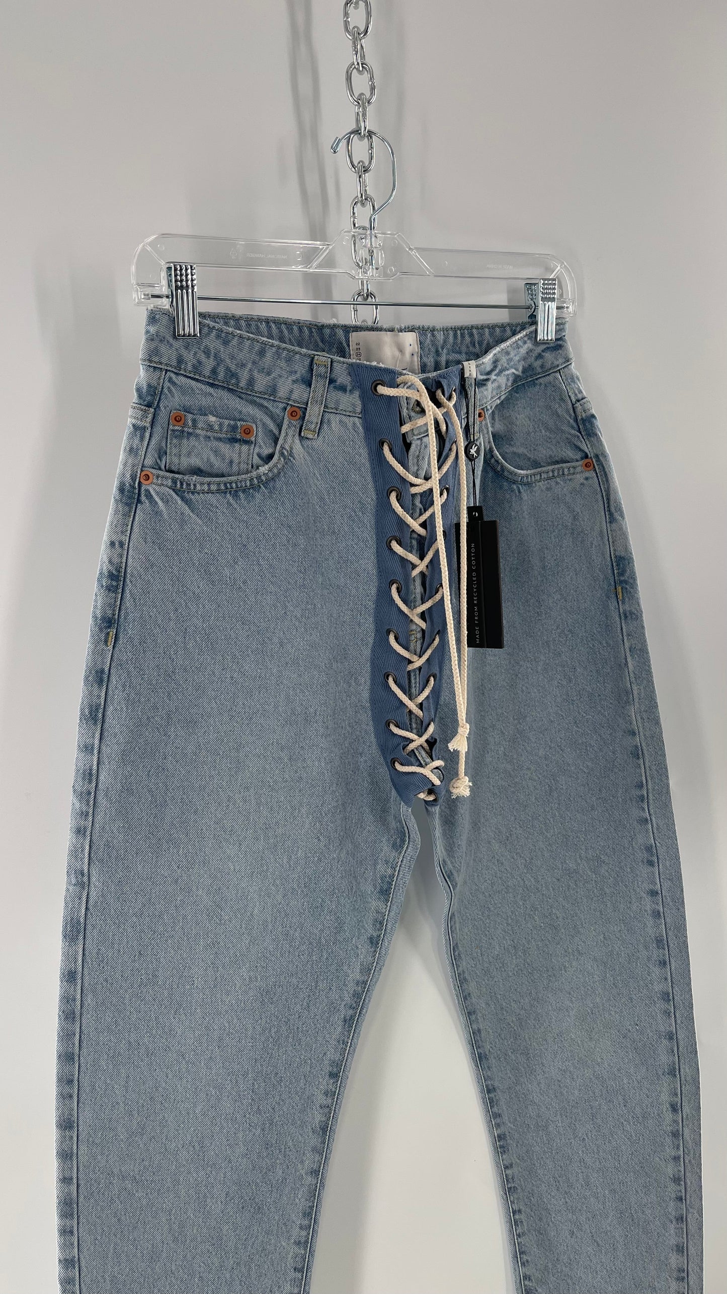 One Teaspoon Best Blue Lace Bandit Jeans Lace Up Detail on Front and Back (24)