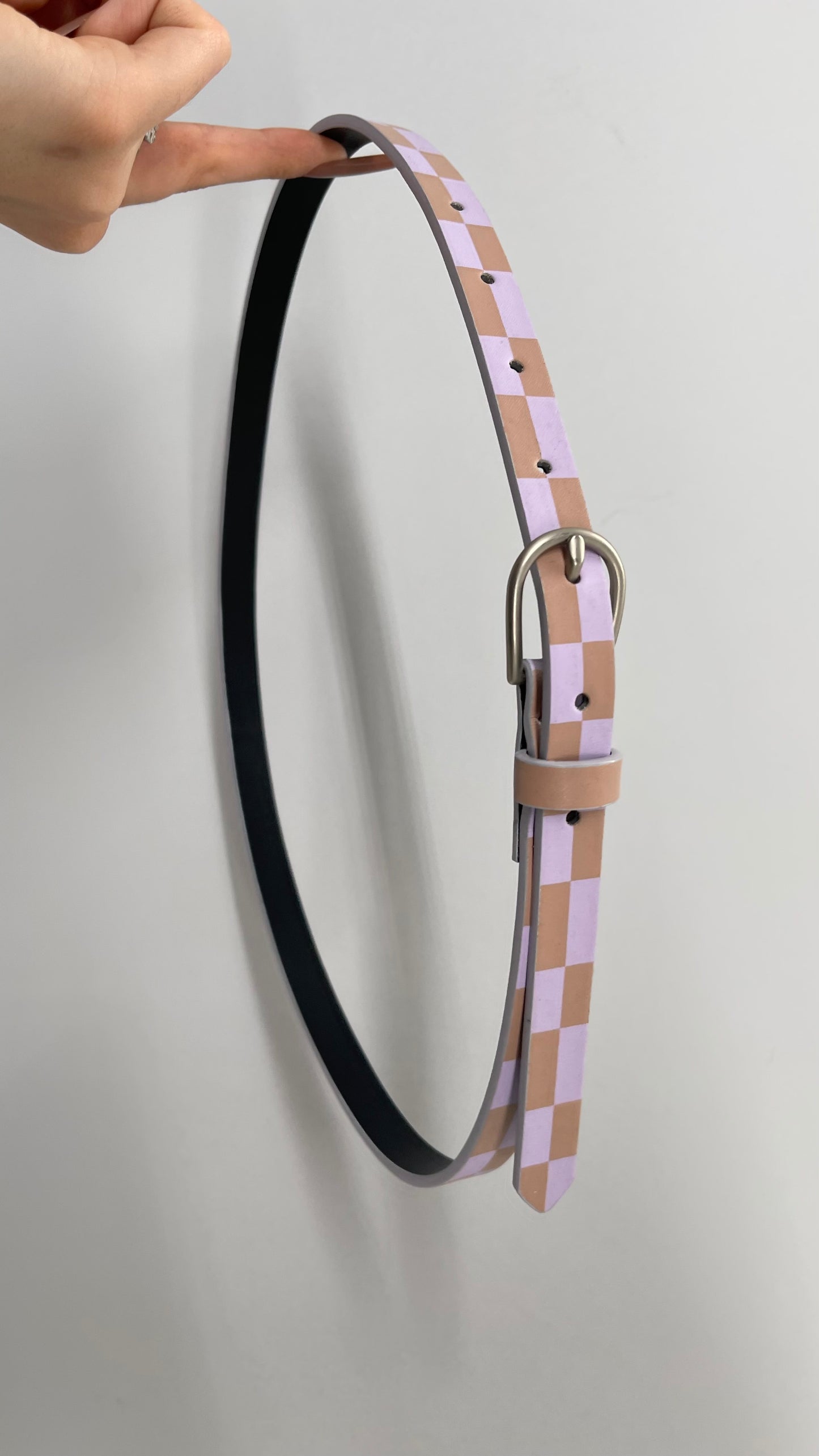 Urban Outfitters Checkered Skinny Belt Purple Brown (Small)