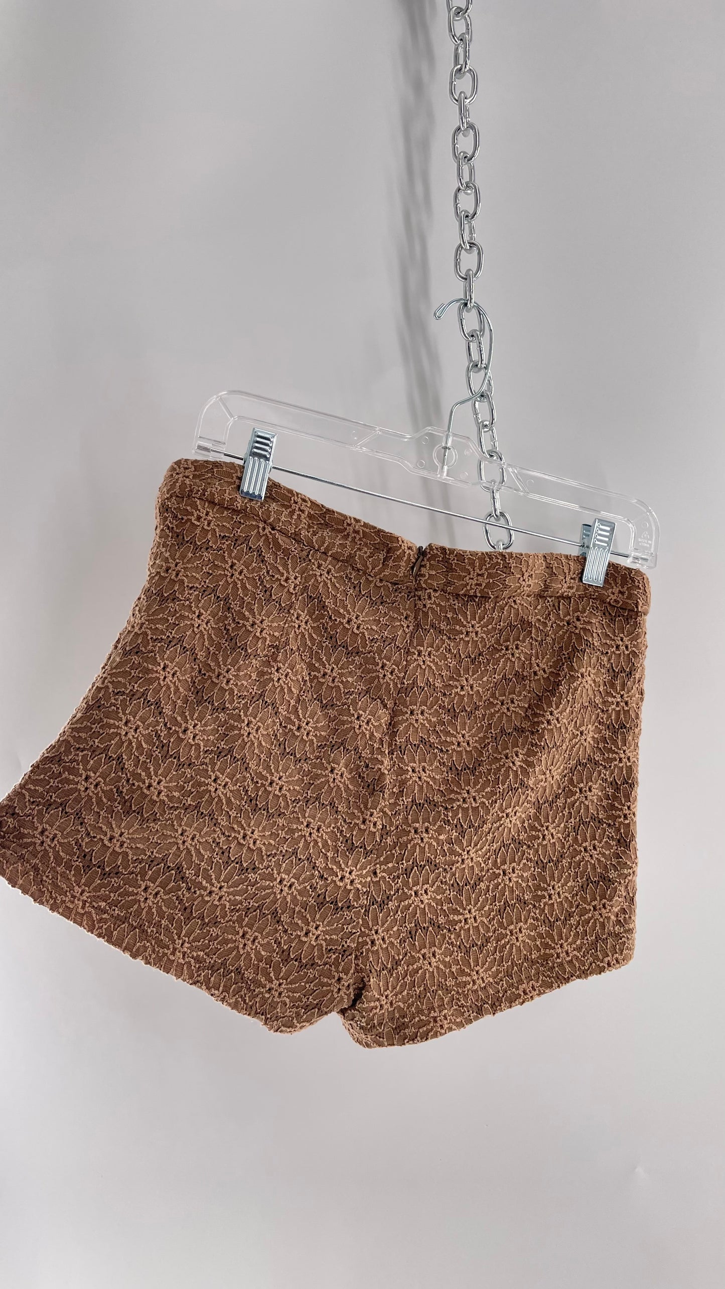 Free People Brown Floral Lace Shorts (6)