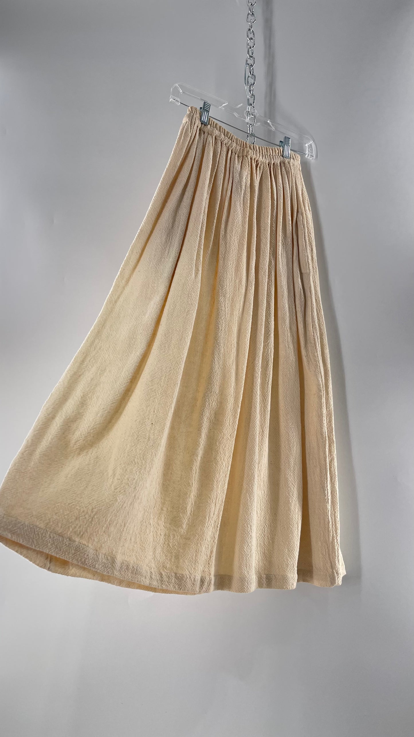 Vintage 1970s SANGAM Imports 100% Cotton White Maxi Skirt Made in India (Medium)