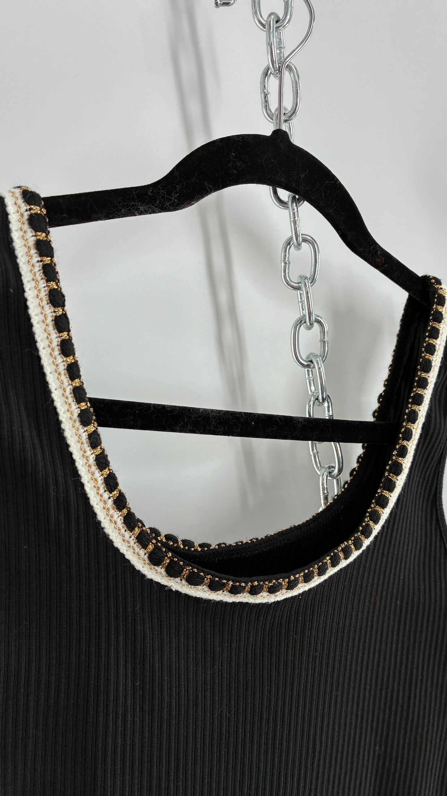 MOTF Black Ribbed Camisole with Embroidered Neckline and Tags Attached (Medium)