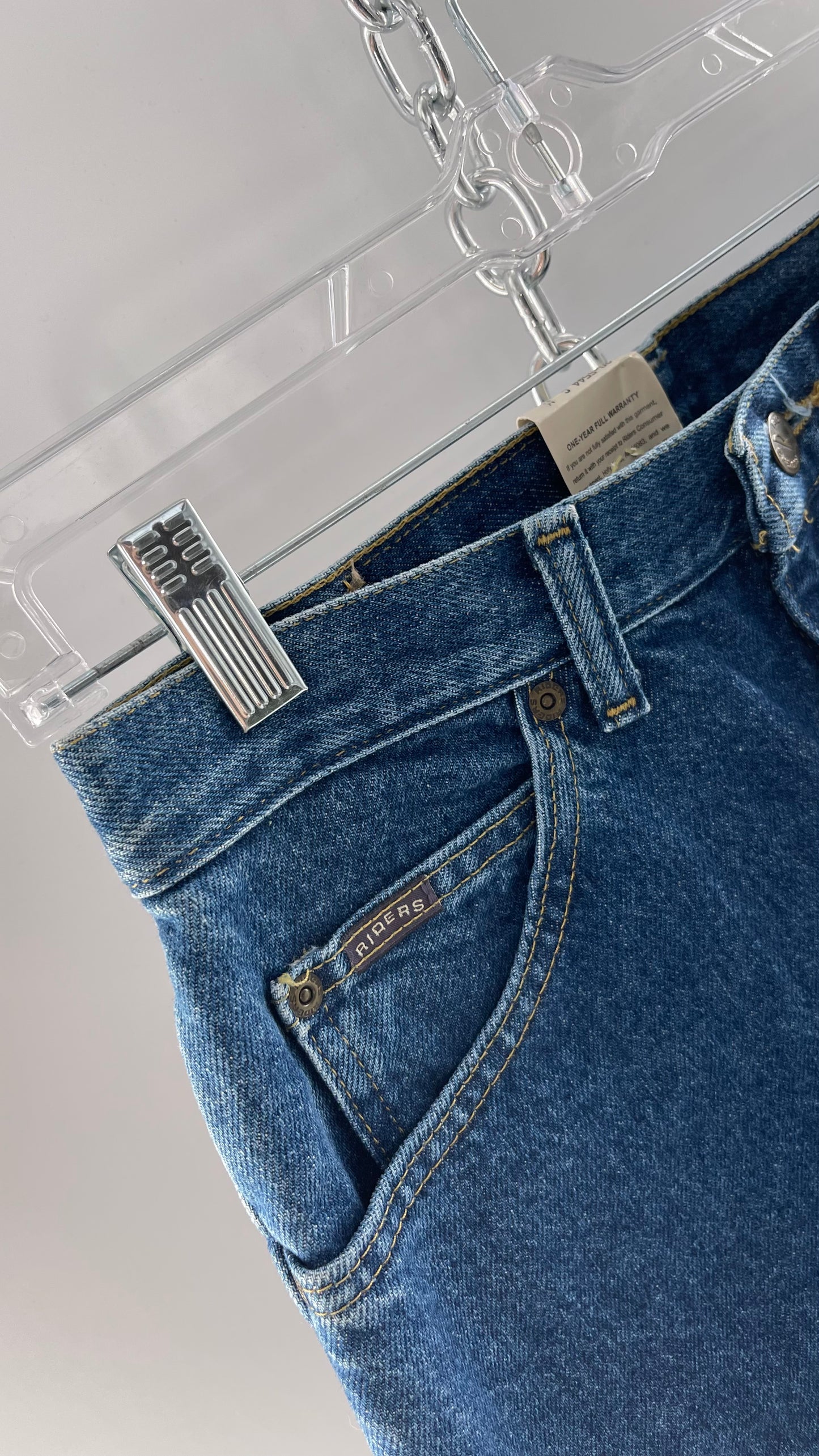 Deadstock Vintage Lee Riders Medium Wash High Waist Denim Relaxed Fit with Tapered Leg (6)