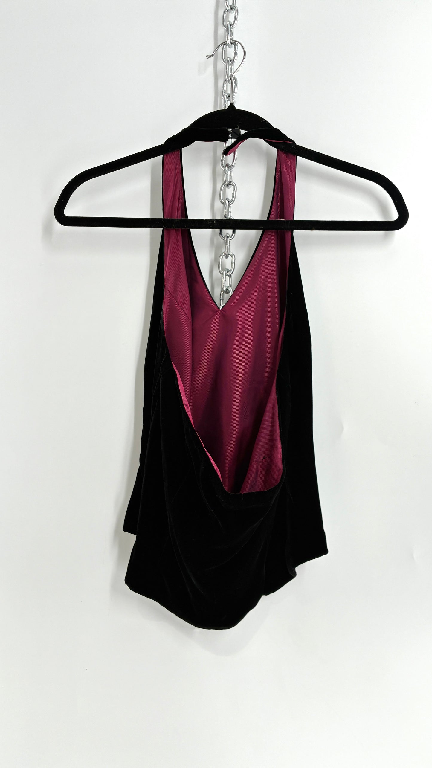 ANN TAYLOR Petite Black Velvet Low Back Tailored Cropped Halter (8P)