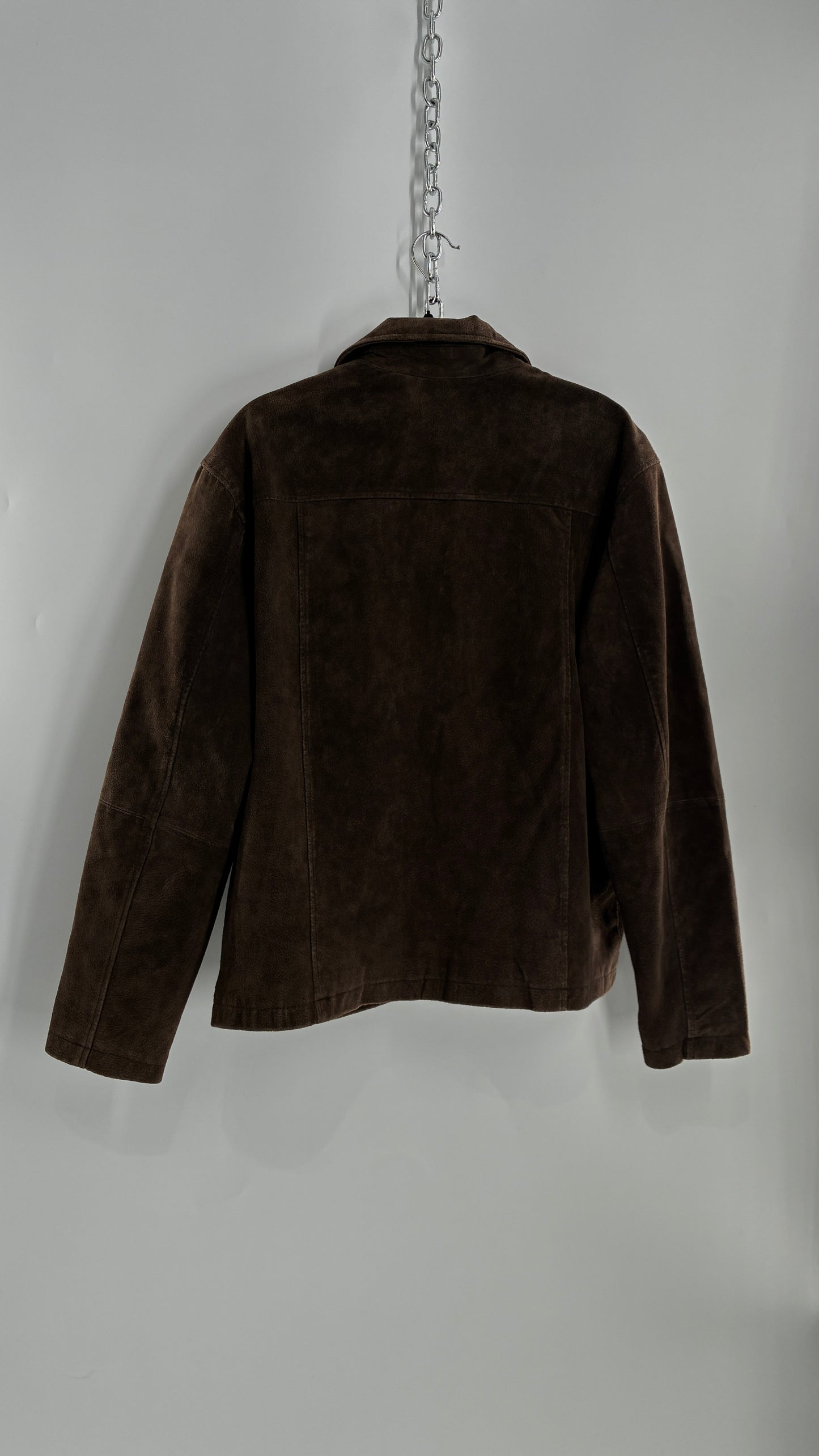 Vintage Liz Claiborne Dark Brown Genuine Suede Leather Jacket (Large)