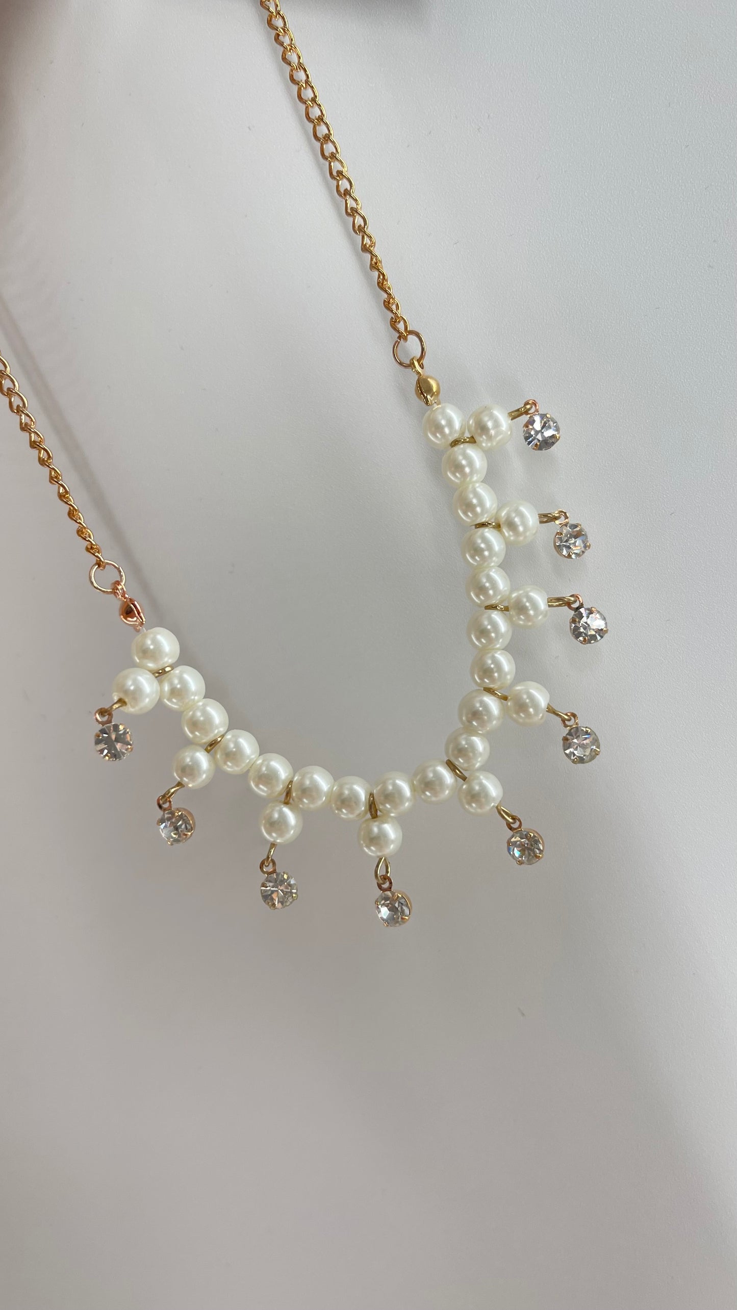 Pearl and Rhinestone Charm Choker