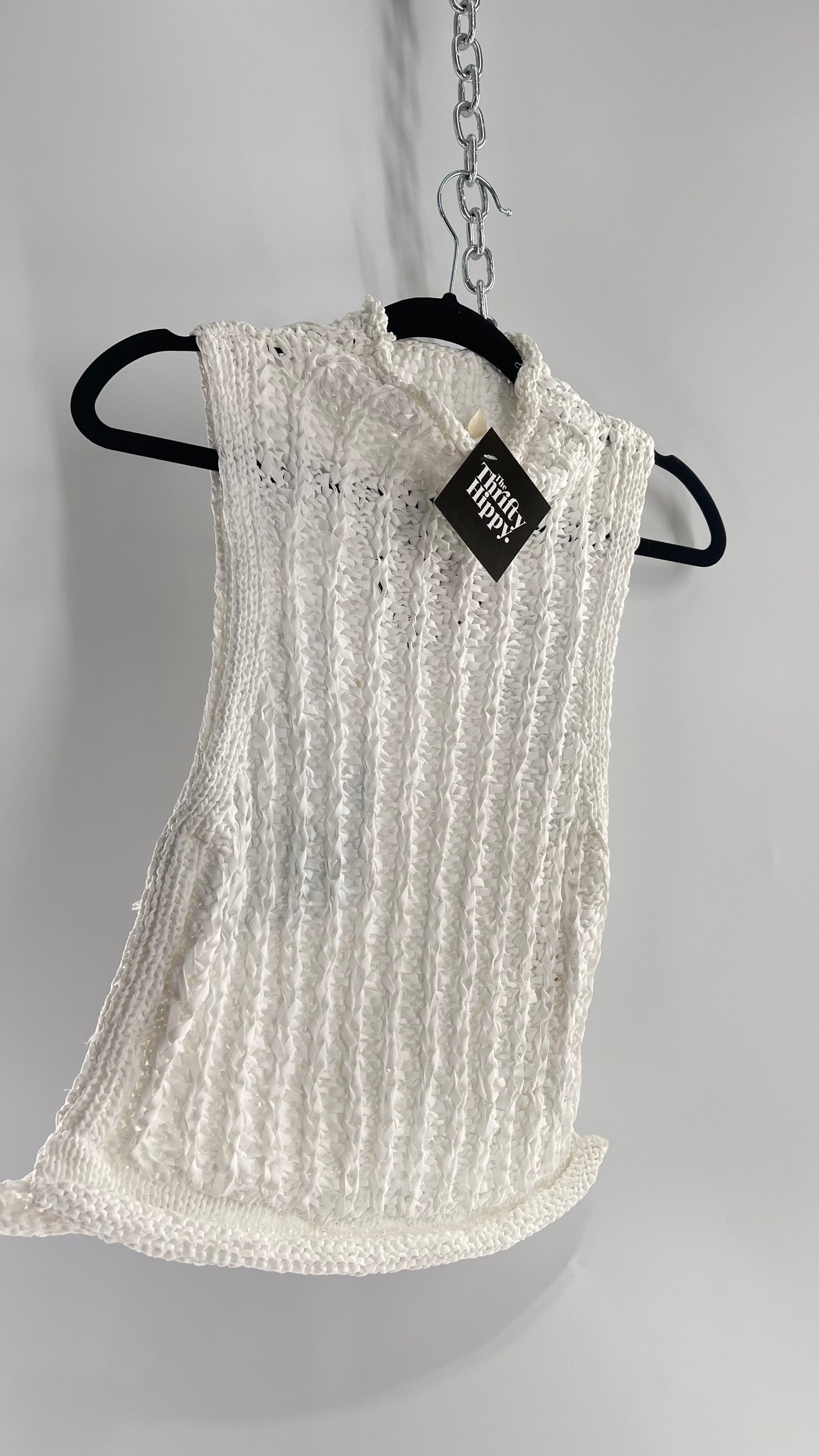Anthropologie Moth Crochet Open Knit Mock Neck Tank (XS)
