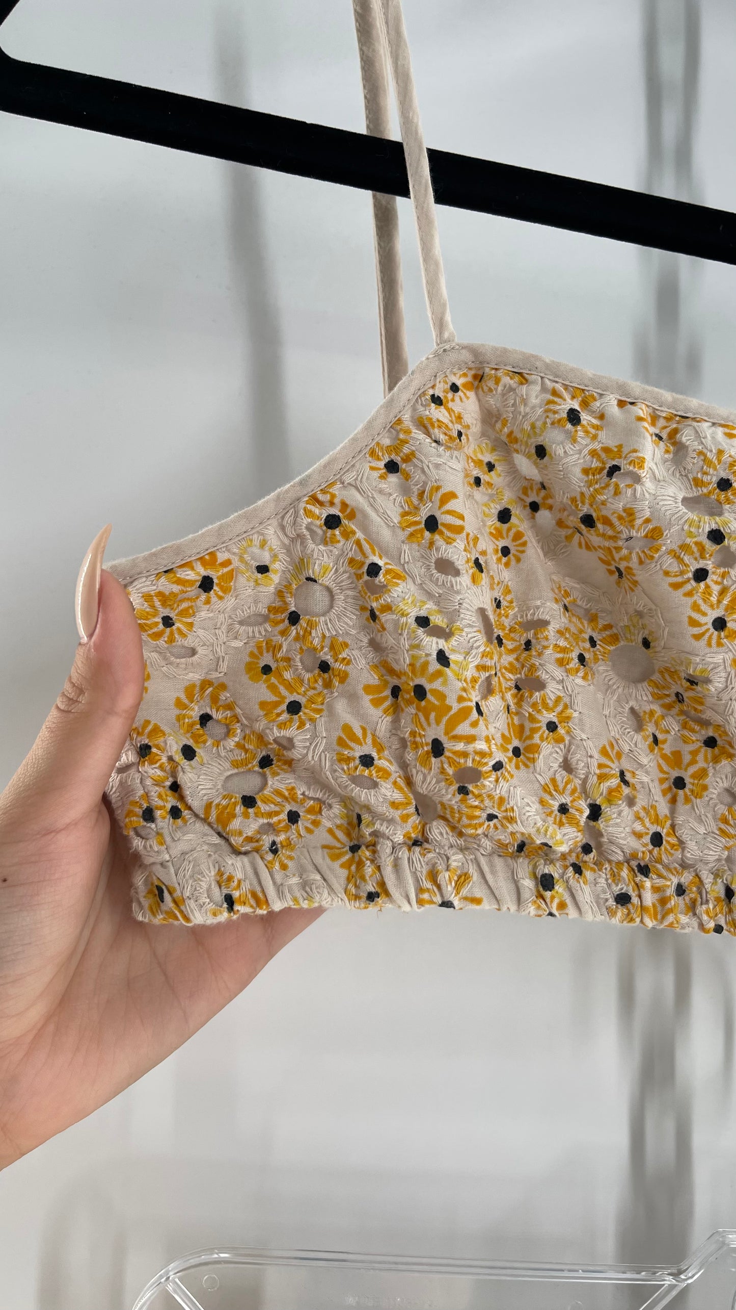 Urban Outfitters Eyelet Lace Daisy Print 2pc Shorts and Bustier Tank Set (Small Top Medium Bottoms)
