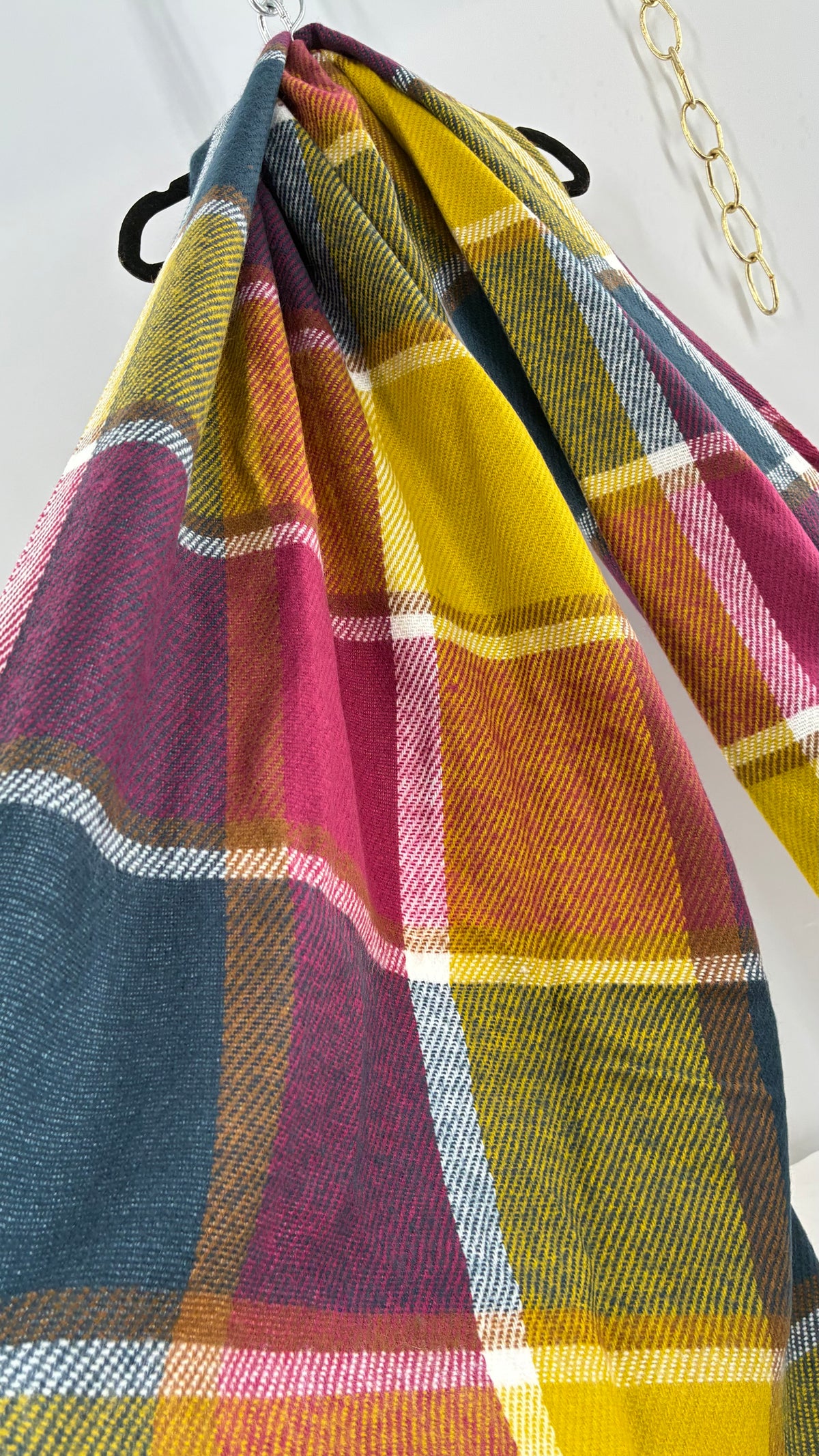 Vintage Autumnal Jewel Toned Plaid Scarf
