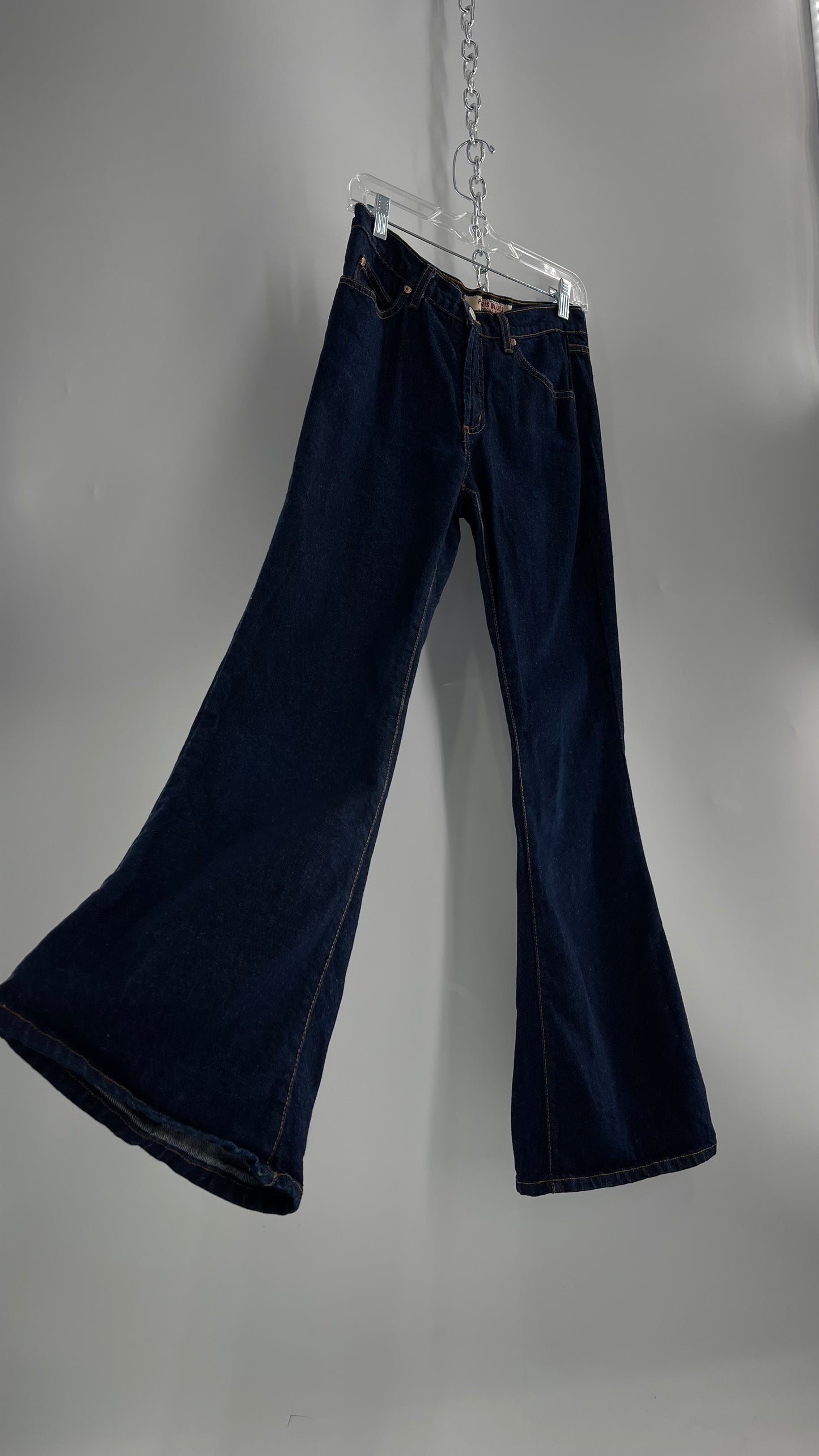 Vintage PARIS BLUES Dark Wash Kick Flare Denim Jeans(5)