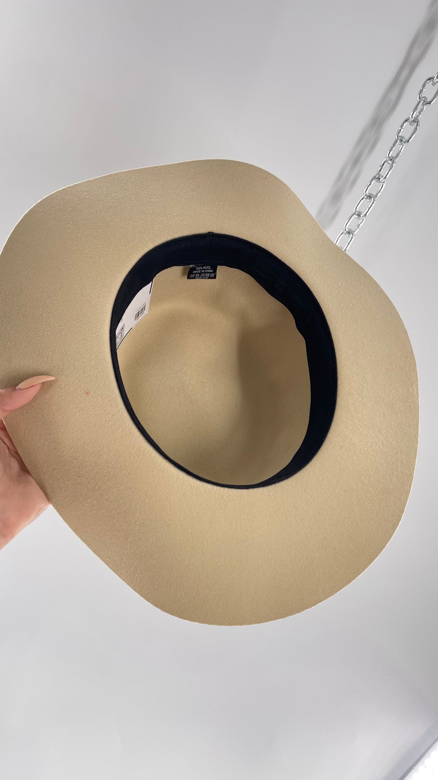 Free People Beige 100% Wool Wide Brimmed Sun Hat