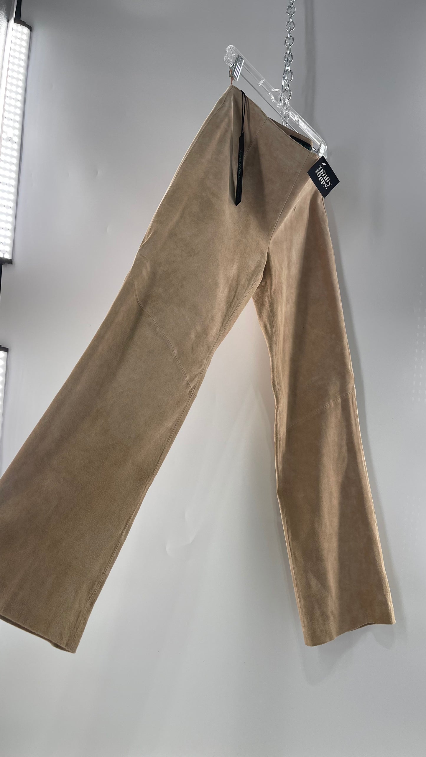 Deadstock Vintage Slouchy SienaStudio Oatmeal Tan Suede Pants (8)