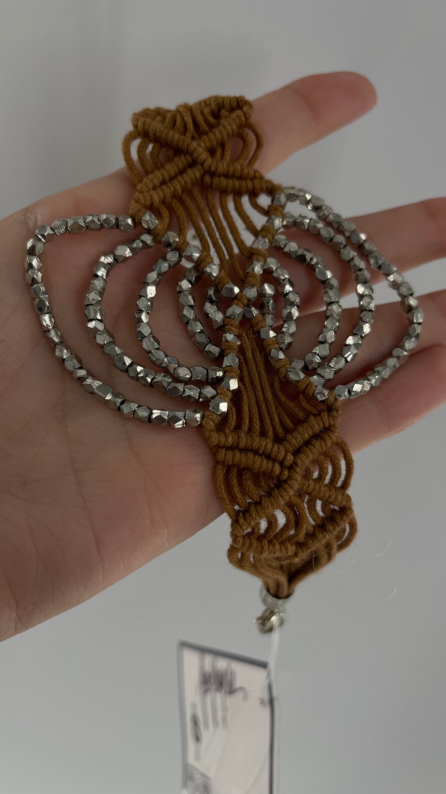 Free People Macrame Bracelet with Silver Metal Butterfly
