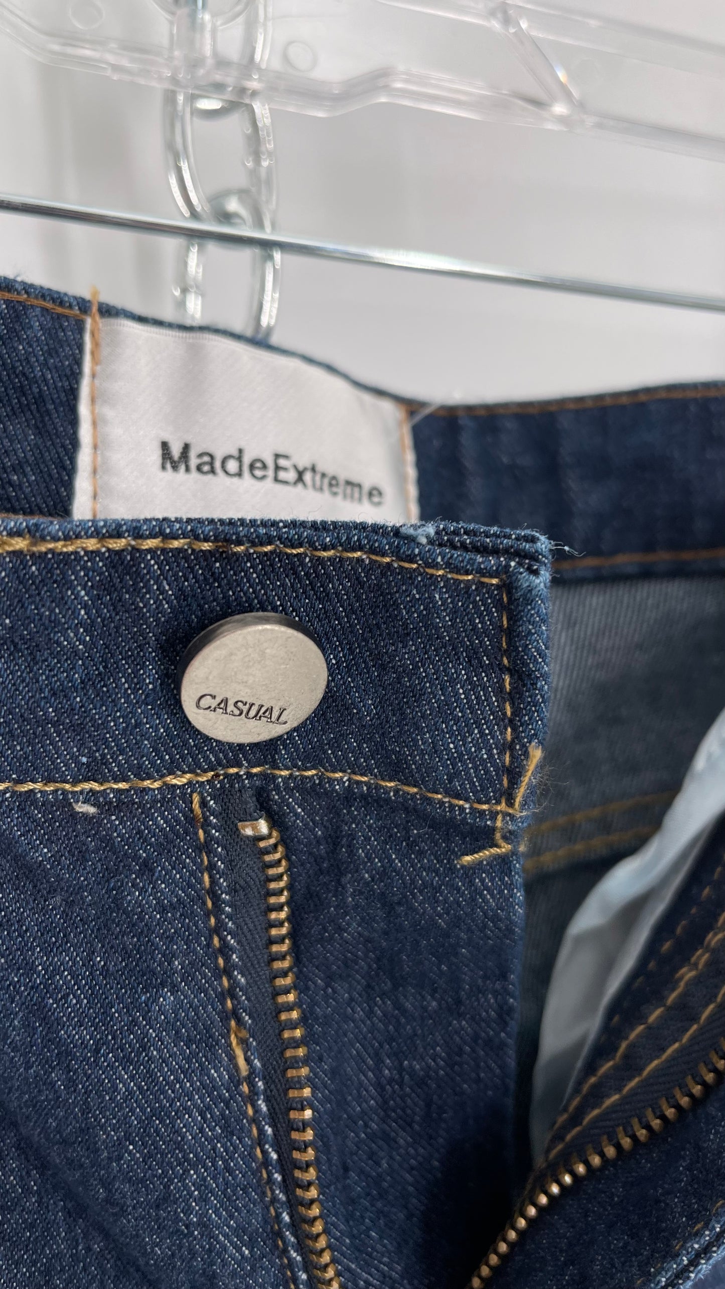 MadeExtreme Dark Wash Denim with Skull/Heart Patches and Bum Embroidery (Medium 8)