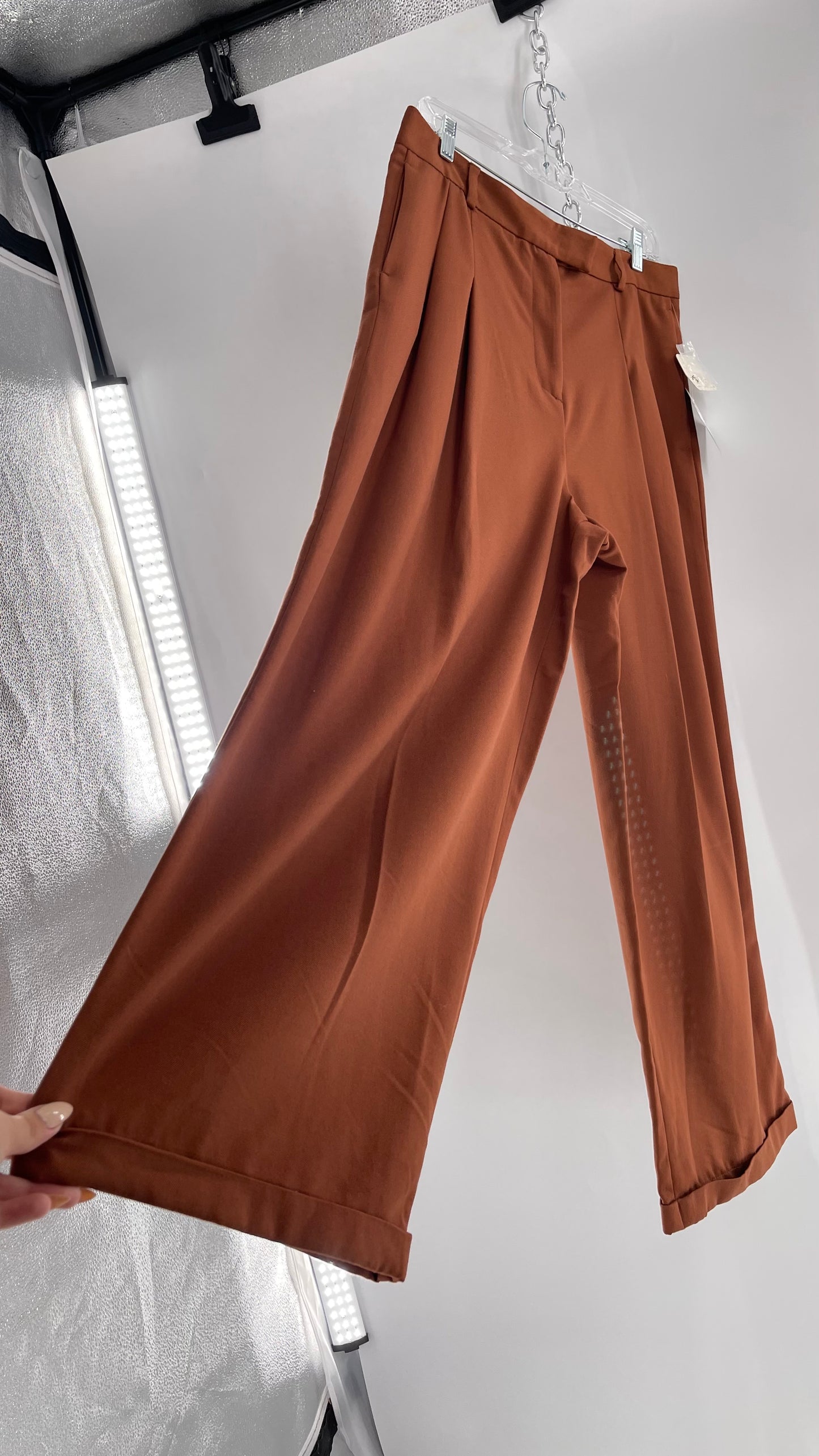 Free People Burnt Orange Wide Leg Trouser (8)