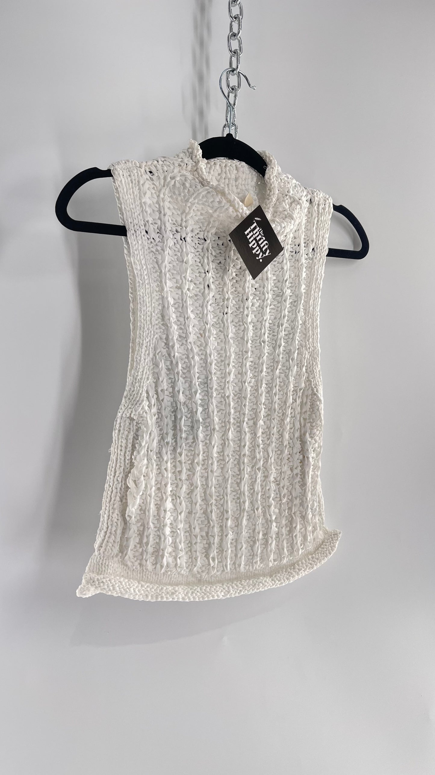 Anthropologie Moth Crochet Open Knit Mock Neck Tank (XS)