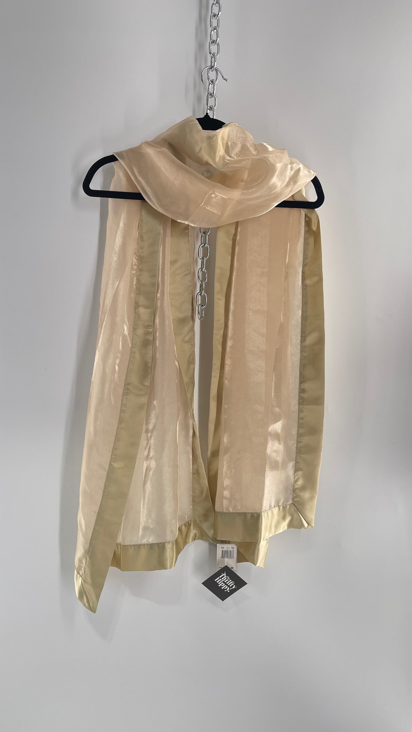 Deadstock Vintage Gold Voile Scarf with Tags Attached