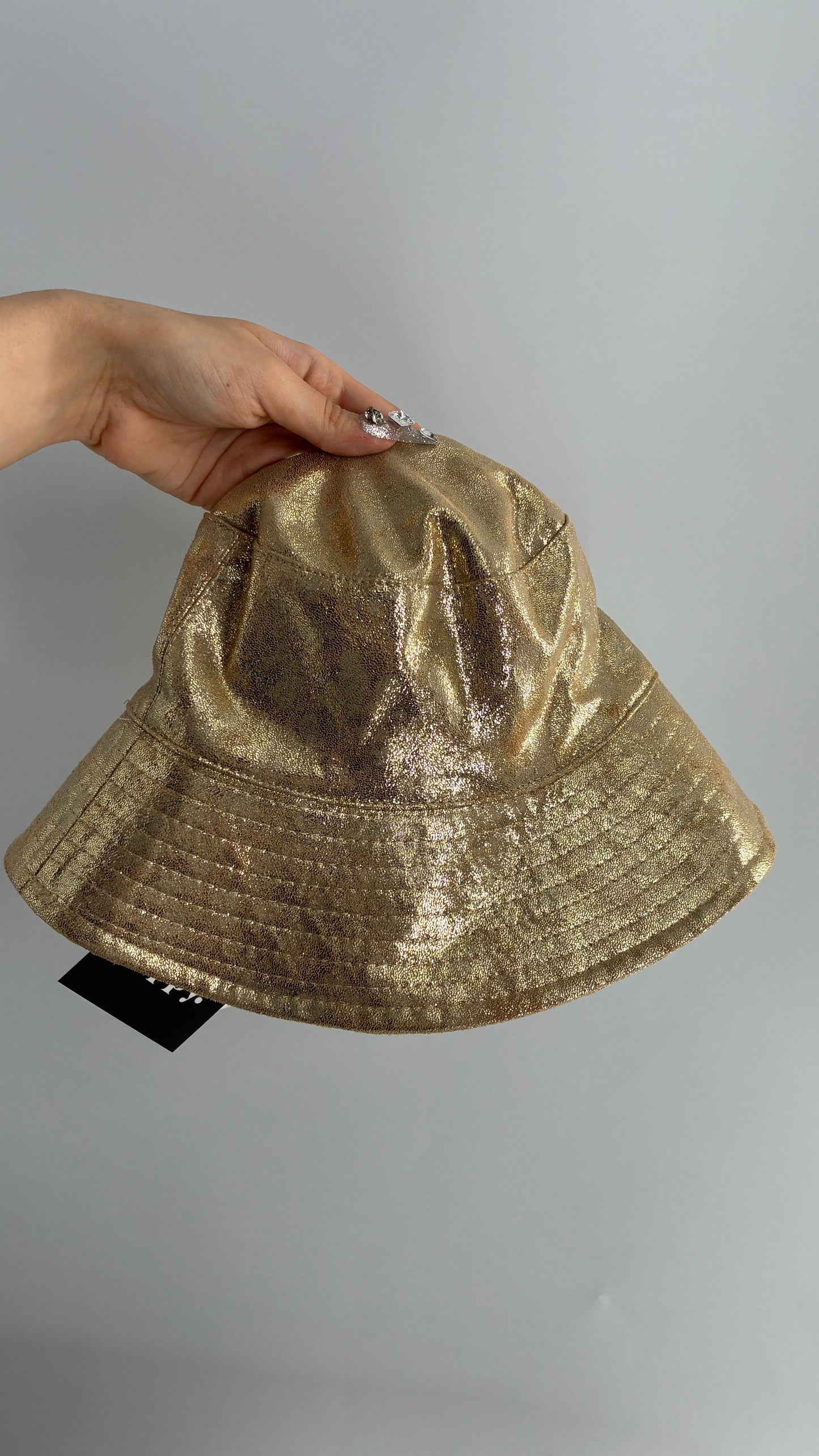Free People Gold Glitter Shimmer Bucket Hat