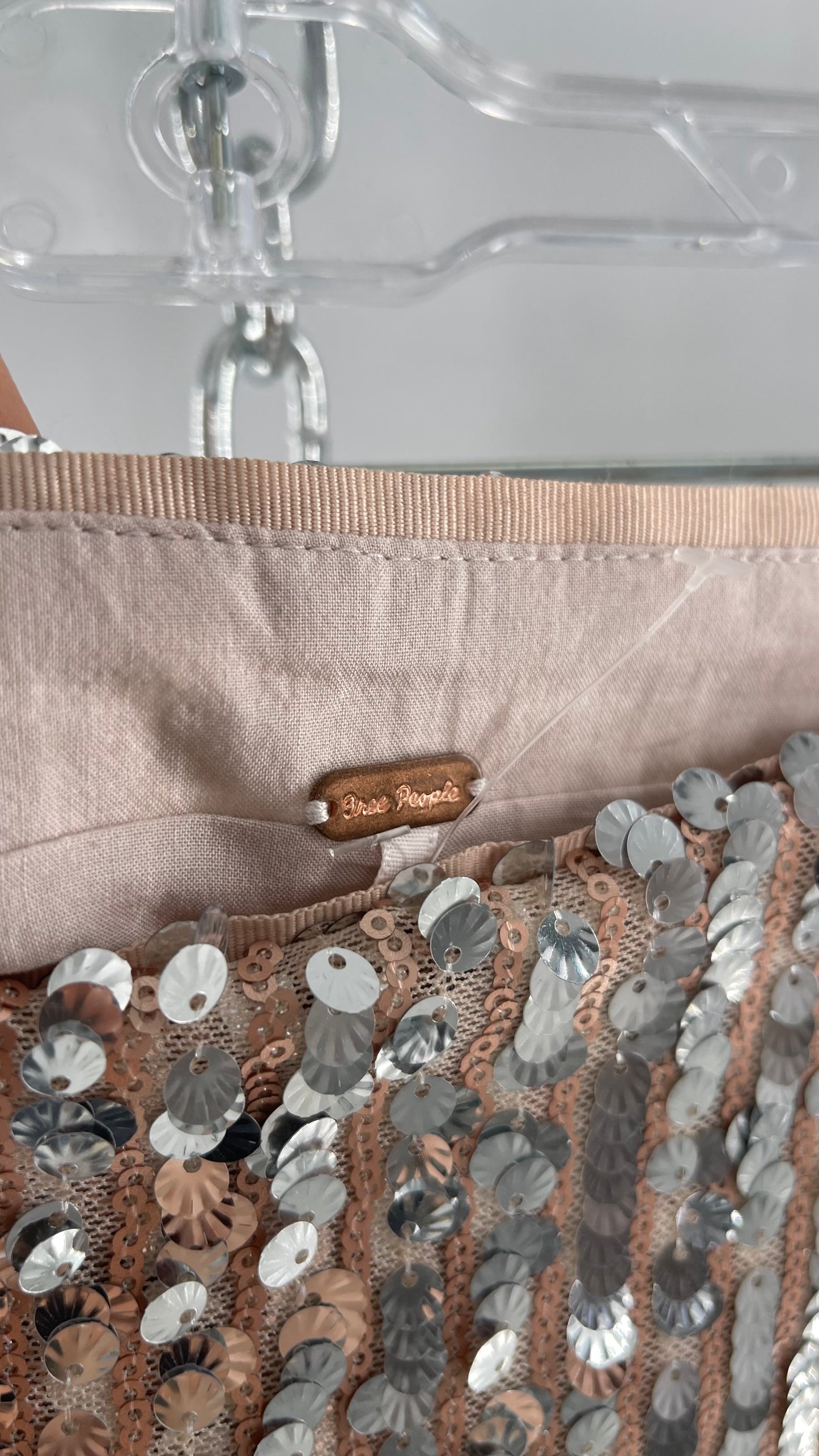 Free People Silver and Nude Sequin Shimmer Mini Skirt (14)