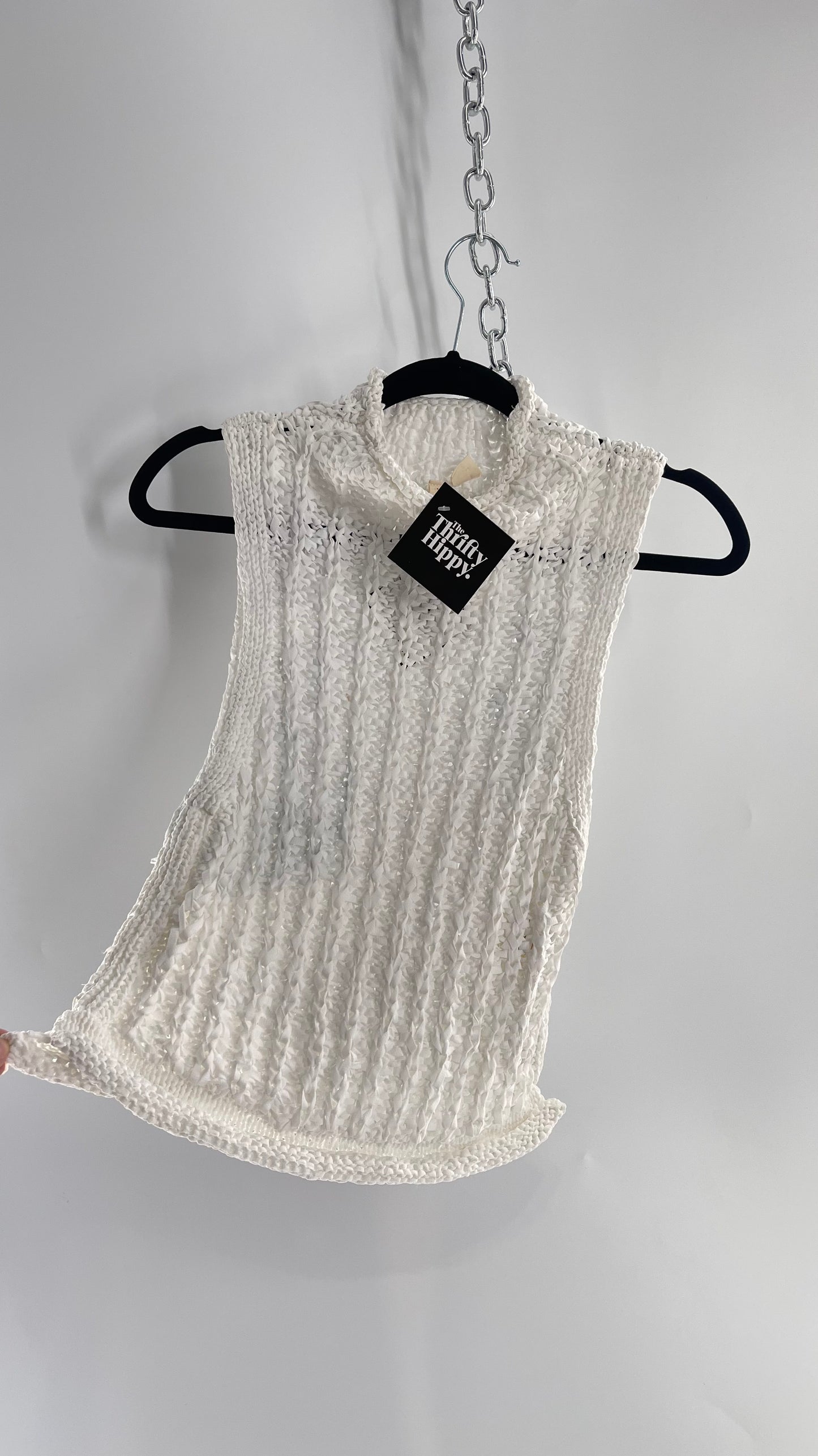Anthropologie Moth Crochet Open Knit Mock Neck Tank (XS)