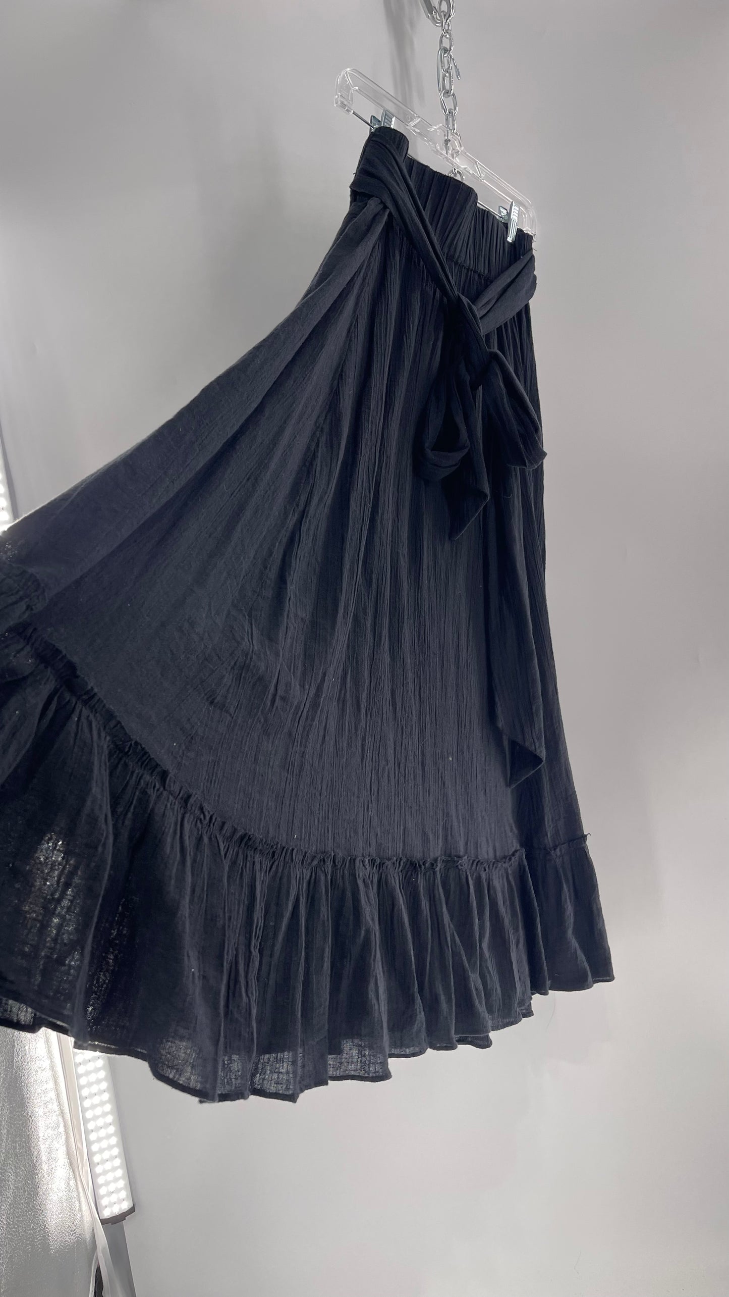Free People Black Floor Length Skirt (Medium)