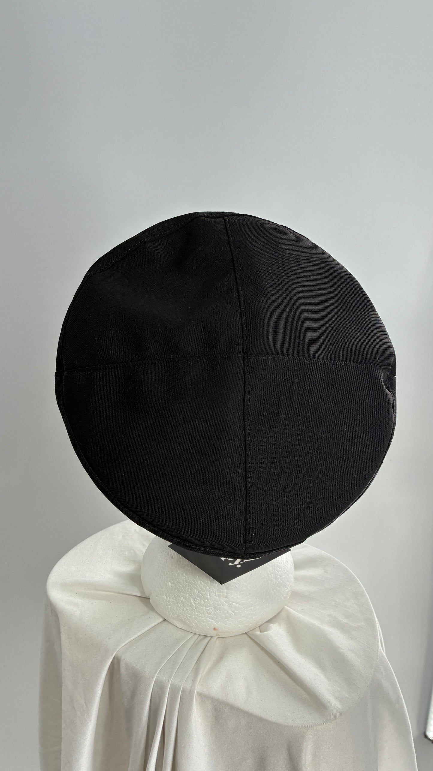 Black Beret with Vegan Leather Strap with Silver Metal Hardware