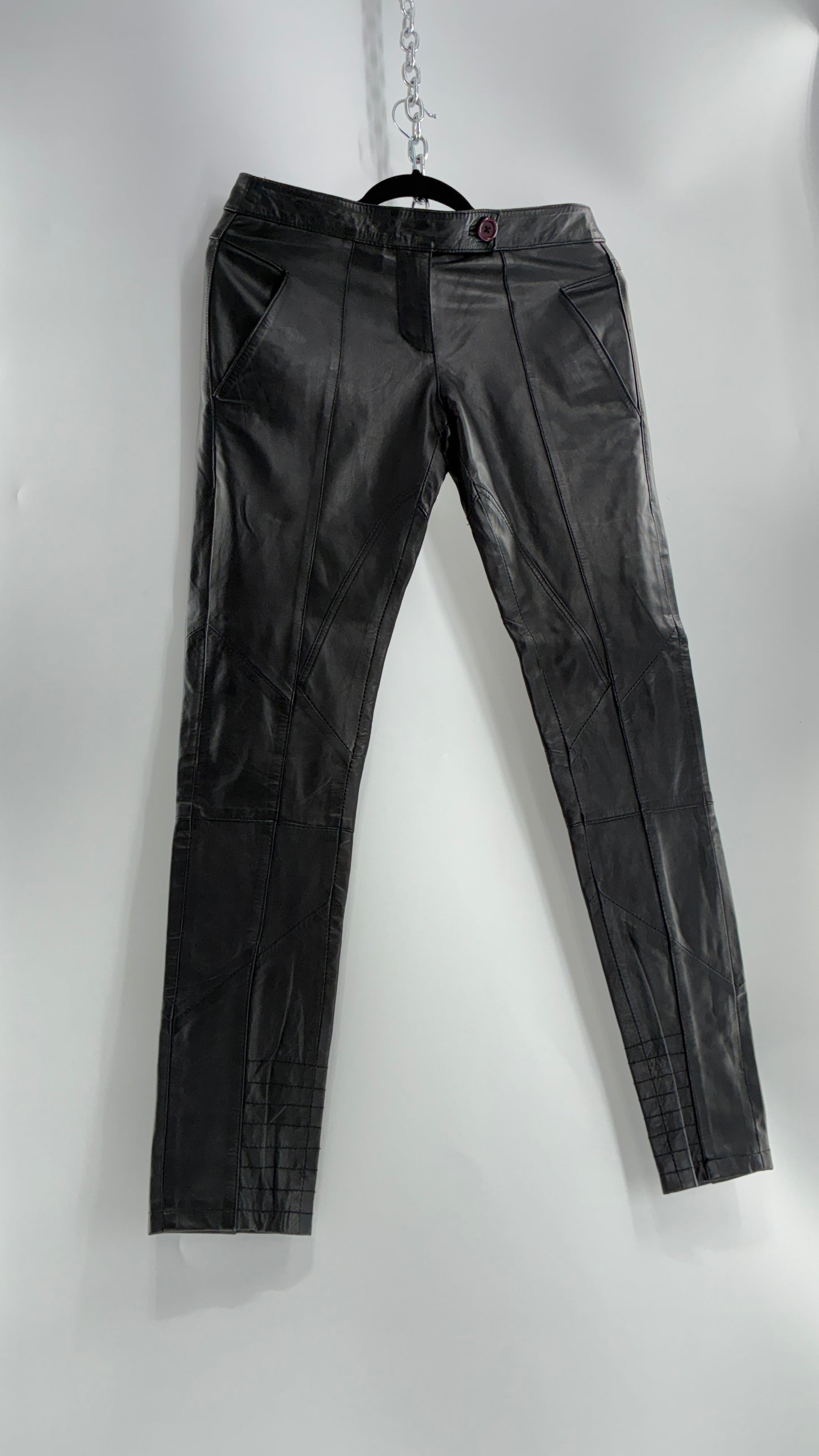 ASOS Low Rise Genuine Leather Patchwork Style Motorcycle Pants (6)