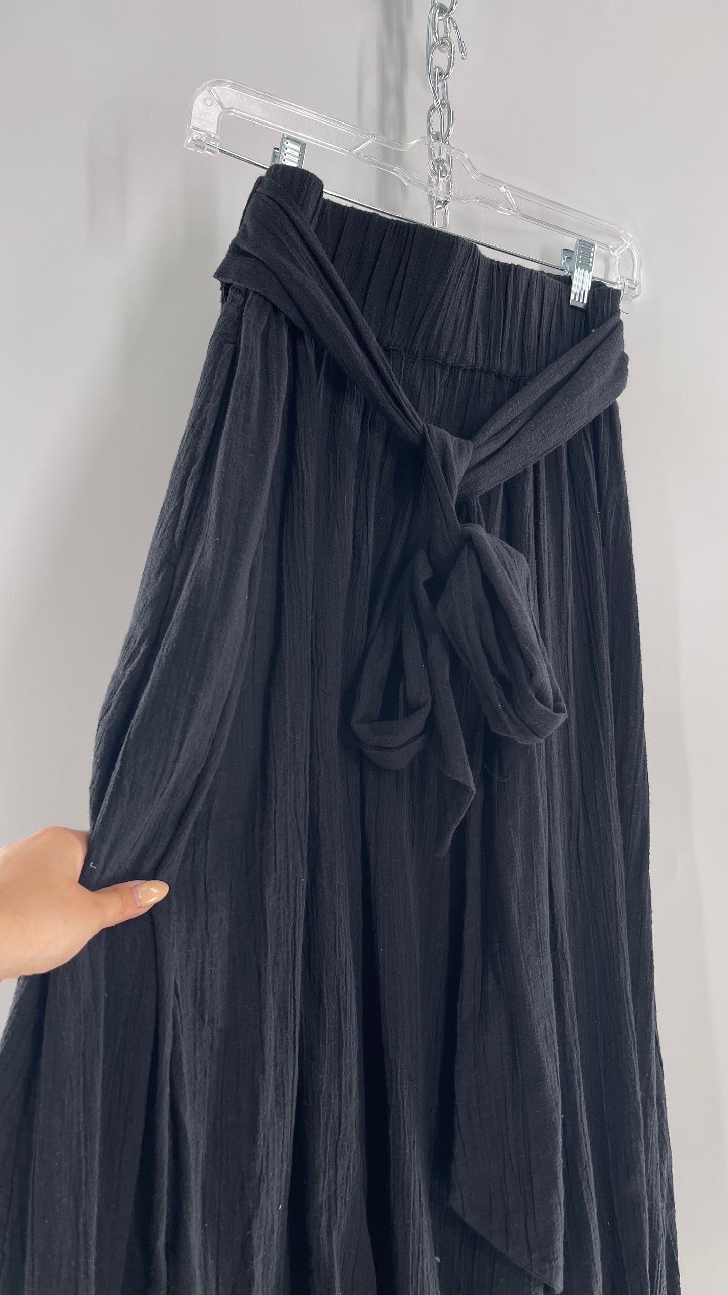 Free People Black Floor Length Skirt (Medium)