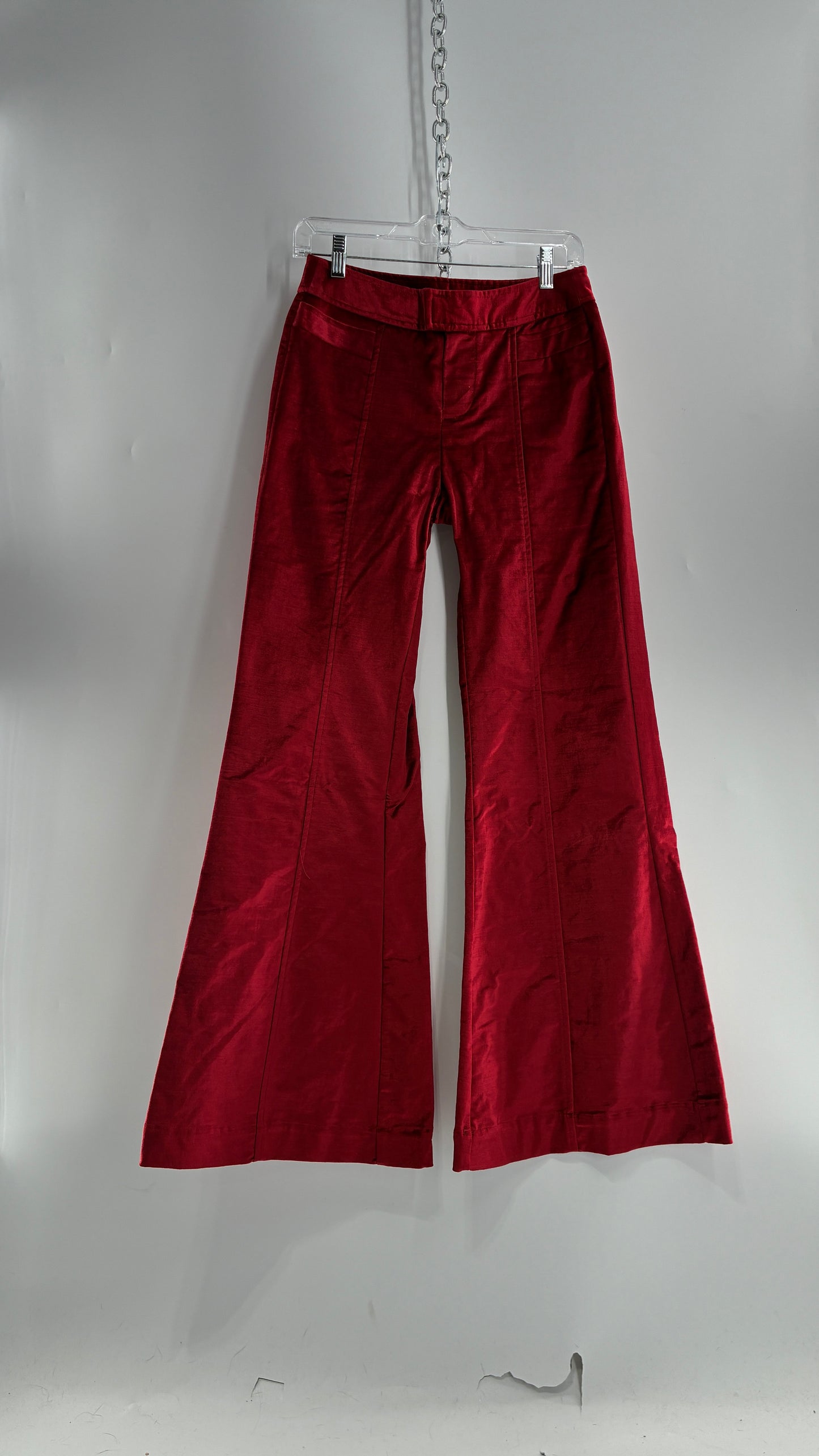 Free People Red Velvet Walk with You Kick Flare Hot Pants (2)