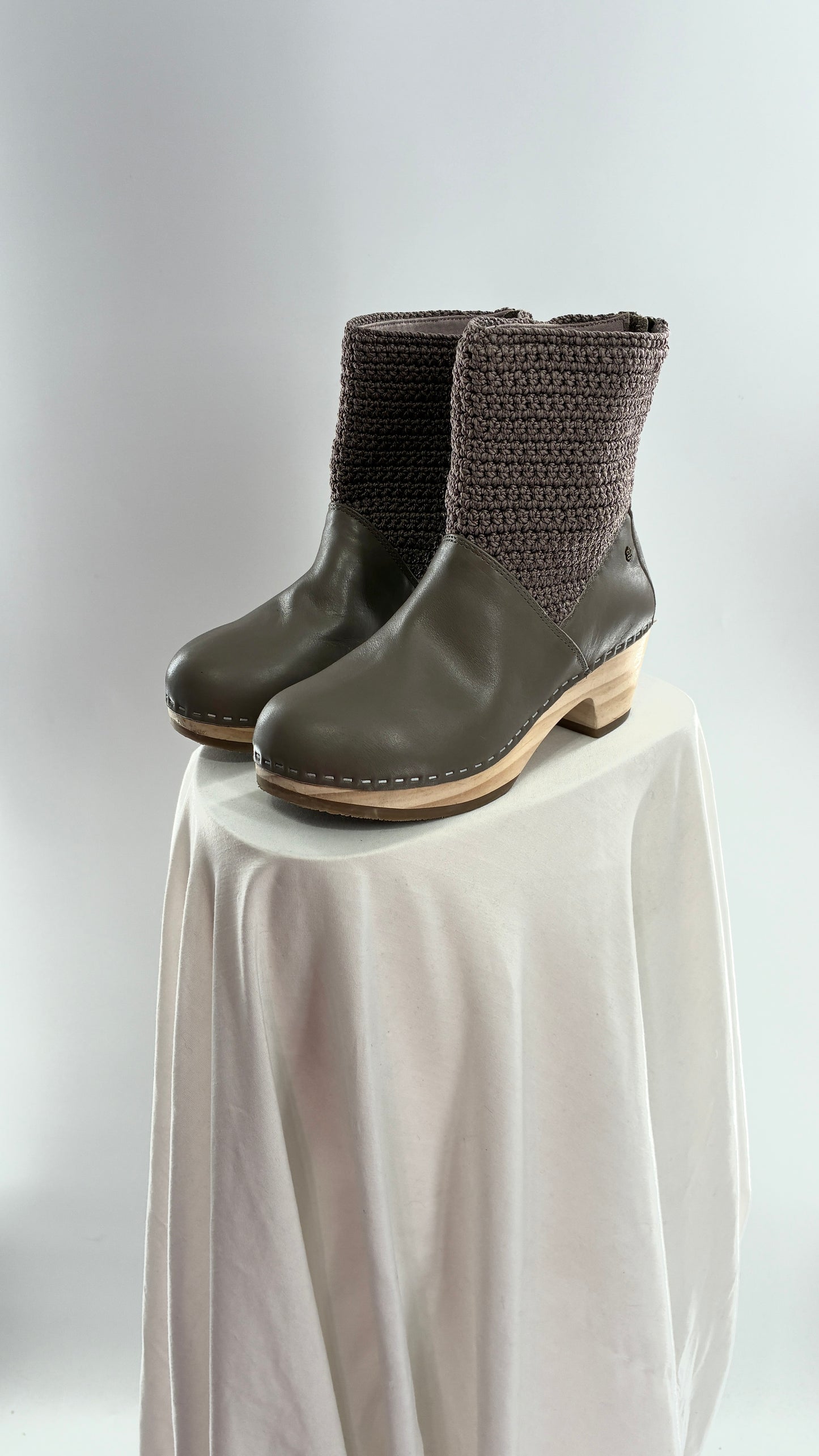 THE SAK Crochet and Leather Wooden Clog Boots (7)