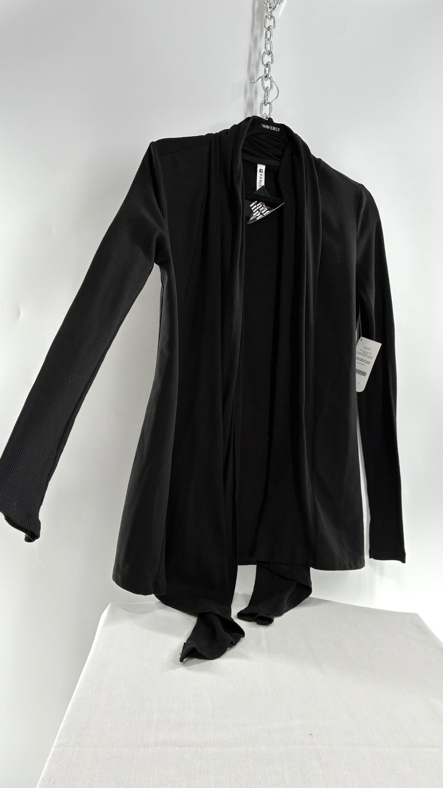 Fabletics Black Astoria Shrug Cardigan with Ribbed Panels and Tags Attached (XS/4)