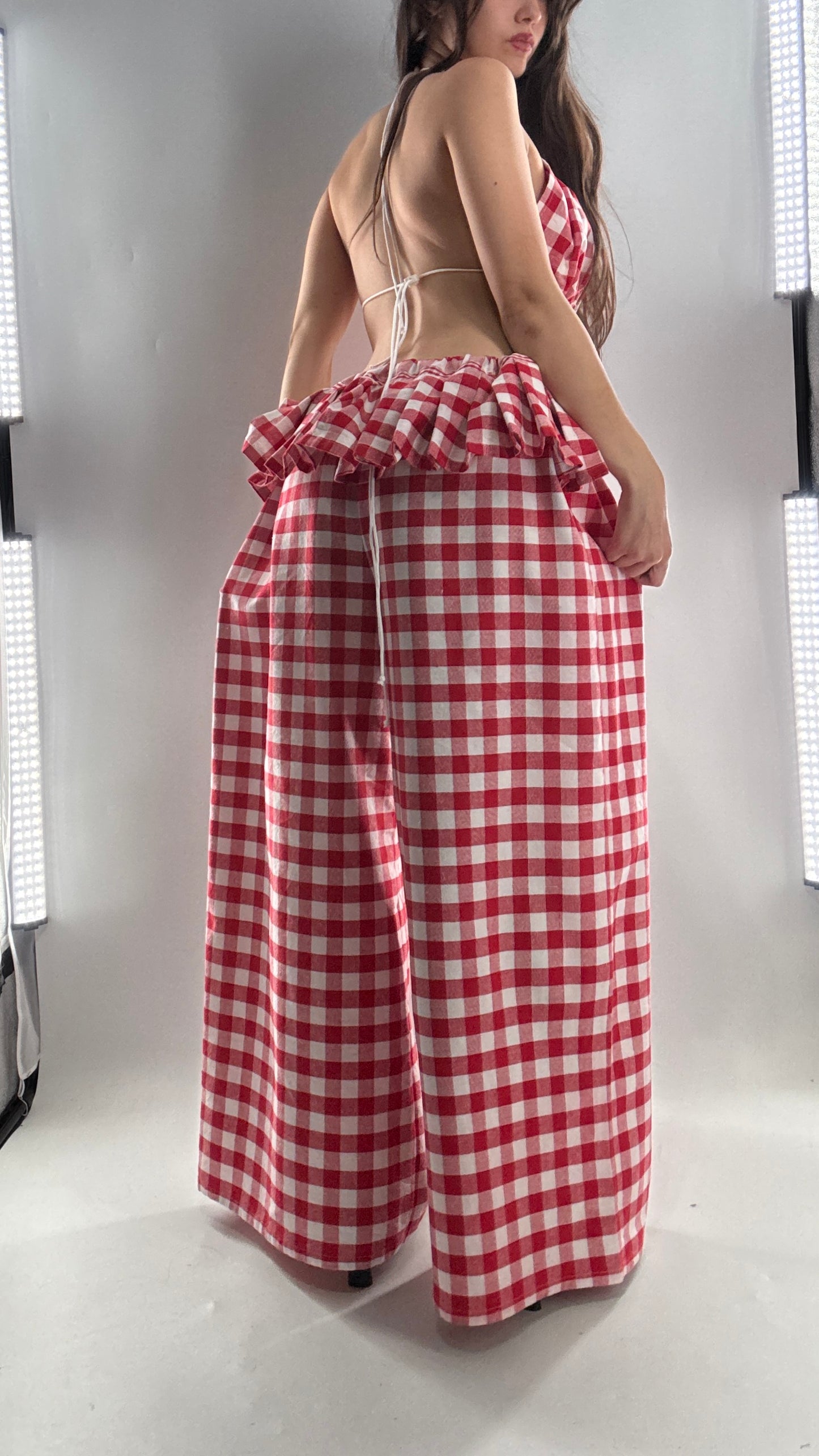 Vintage Handmade Picnic Red/White Gingham Two Piece Set (XS-L)