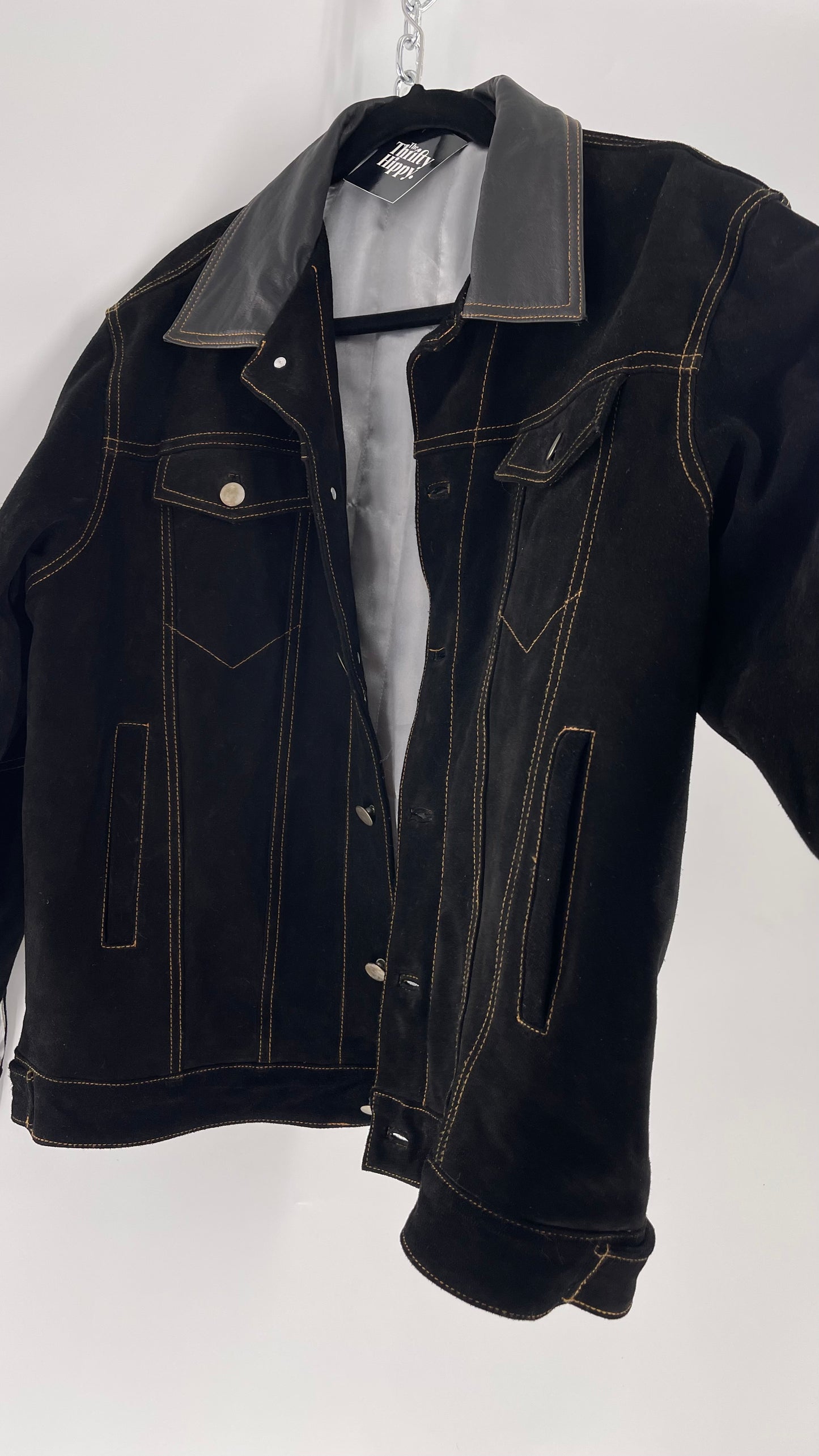 Vintage Extreme Black Suede Heavy Duty Cinematic Jacket (Medium)
