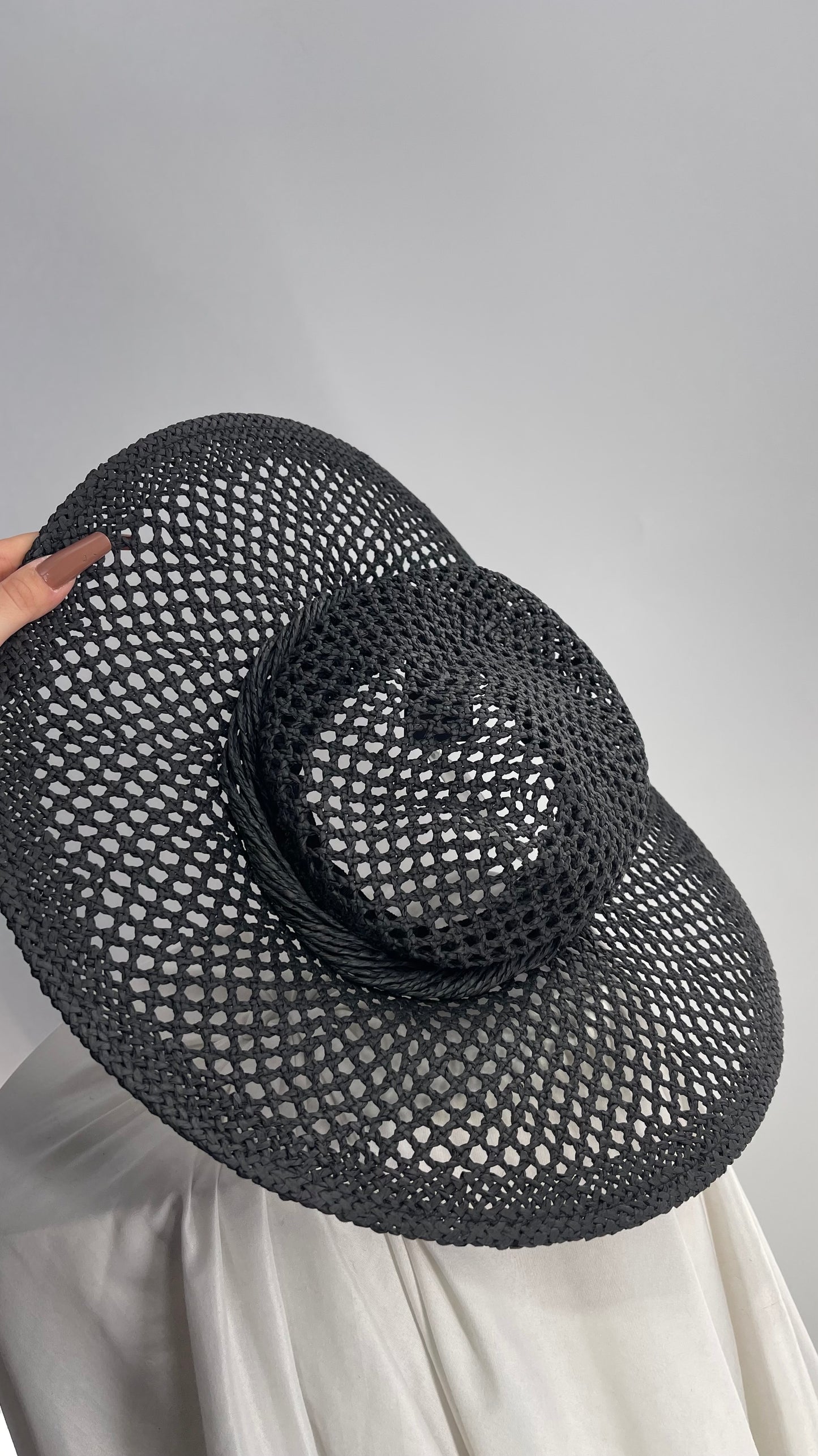 Black Straw Wide Brim Hat